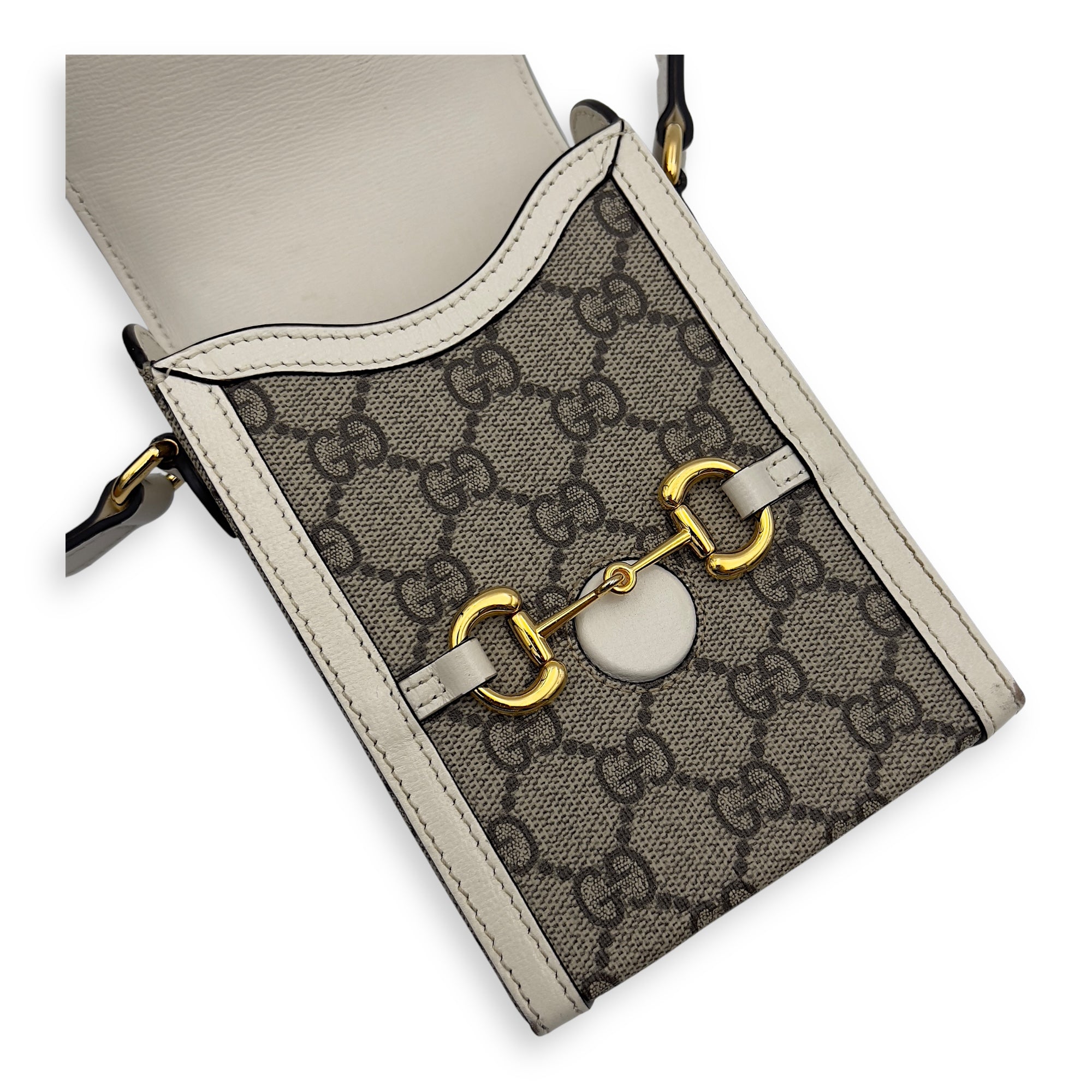 Horsebit 1955 Brown Crossbody Bag in Monogram Coated Canvas, Gold hardware - Image 18