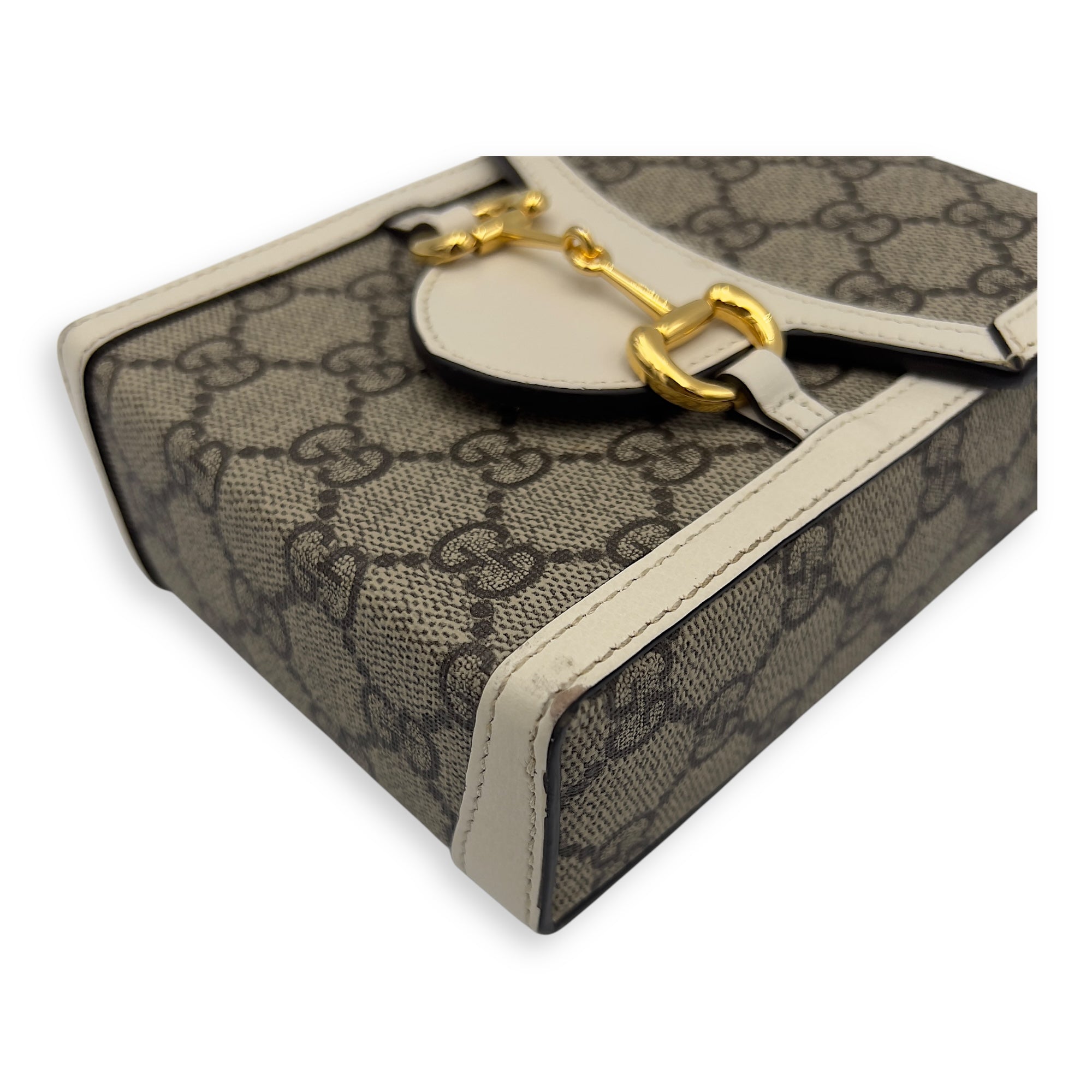 Horsebit 1955 Brown Crossbody Bag in Monogram Coated Canvas, Gold hardware - Image 9