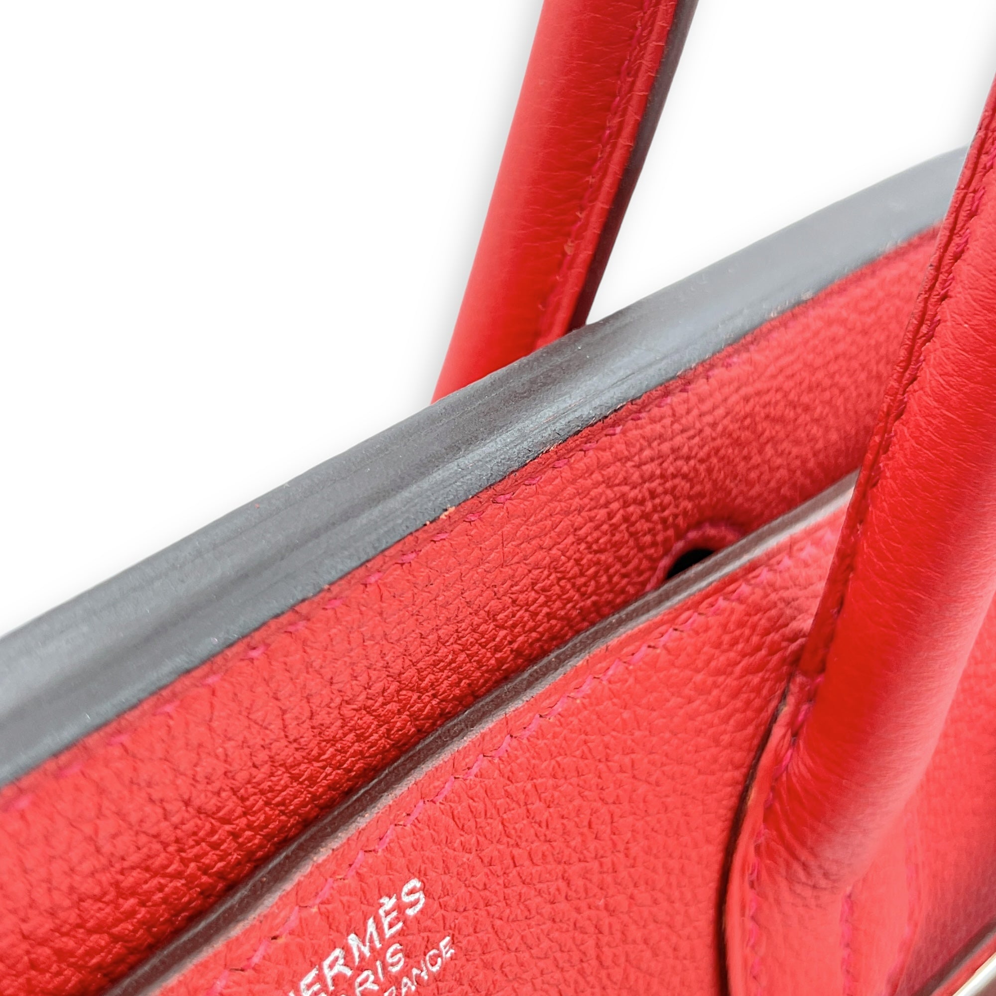 Birkin 30 Geranium in Togo, Silver hardware - Image 10