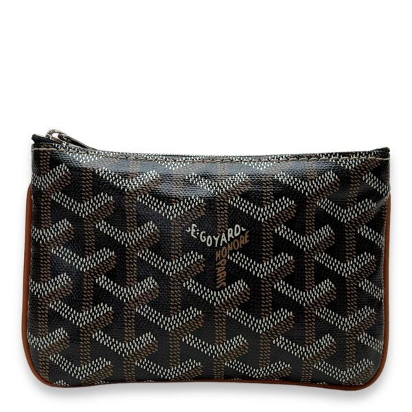 Senat Mini Brown Pouch in Coated Canvas, Silver hardware