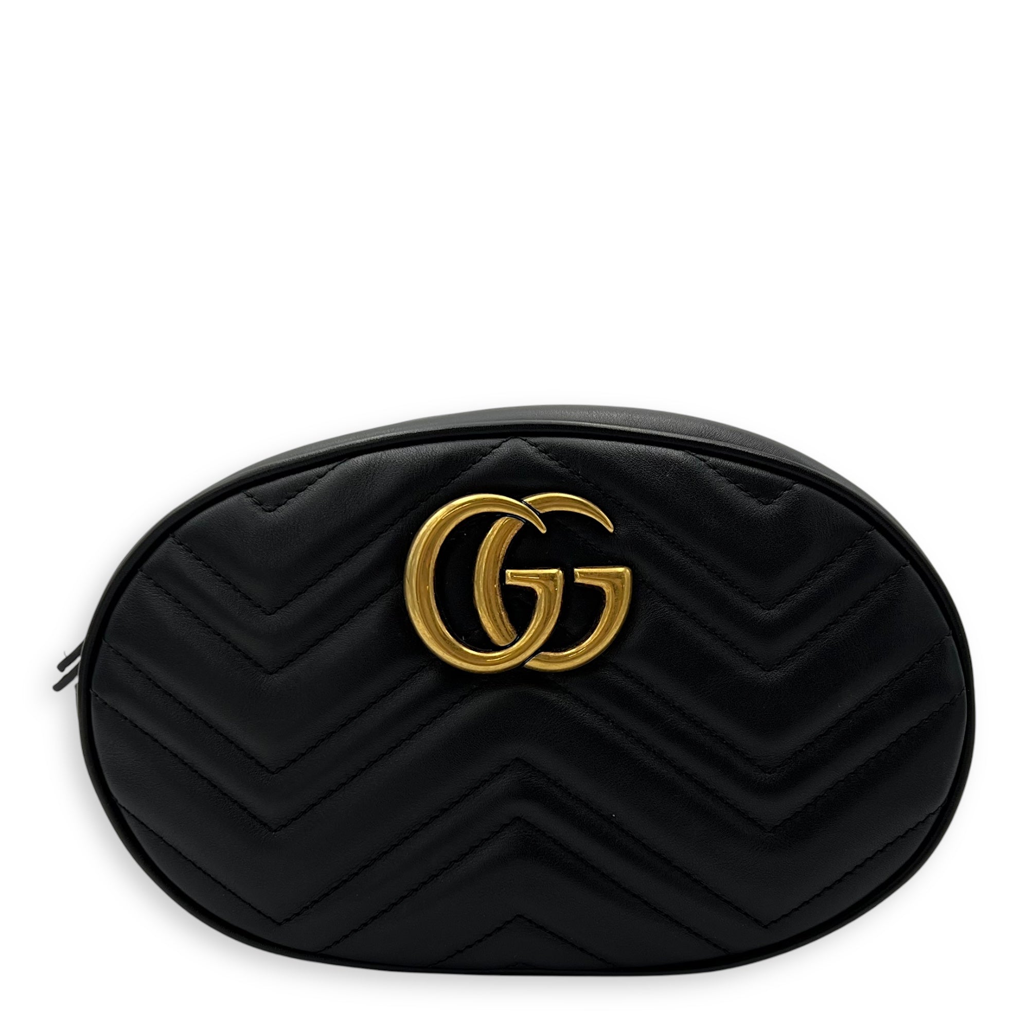 GG Marmont Belt Bag Black in Calfskin, Gold hardware