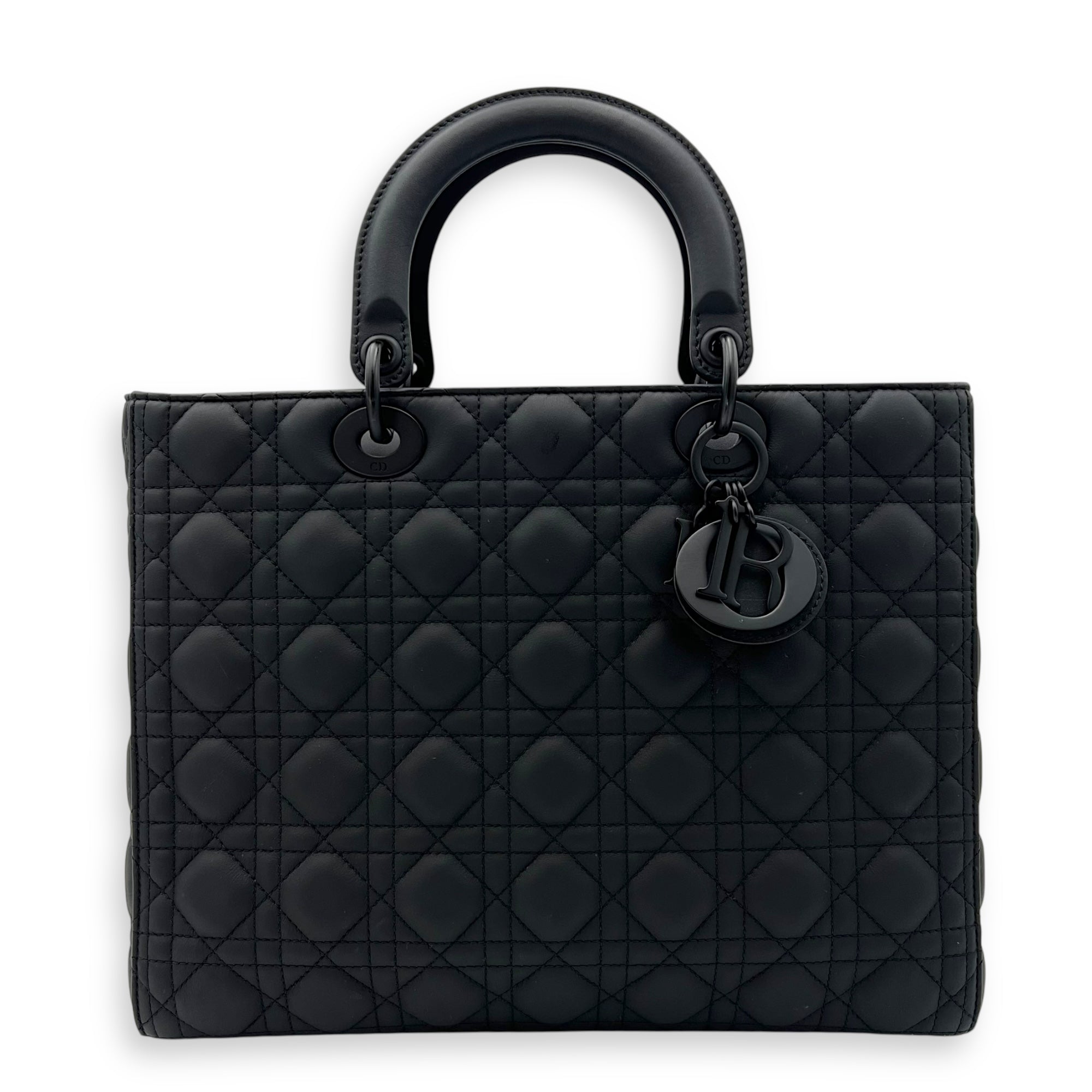 Lady Dior Top Handle Bag Large Ultramatte in Lambskin, Lacquered Metal hardware