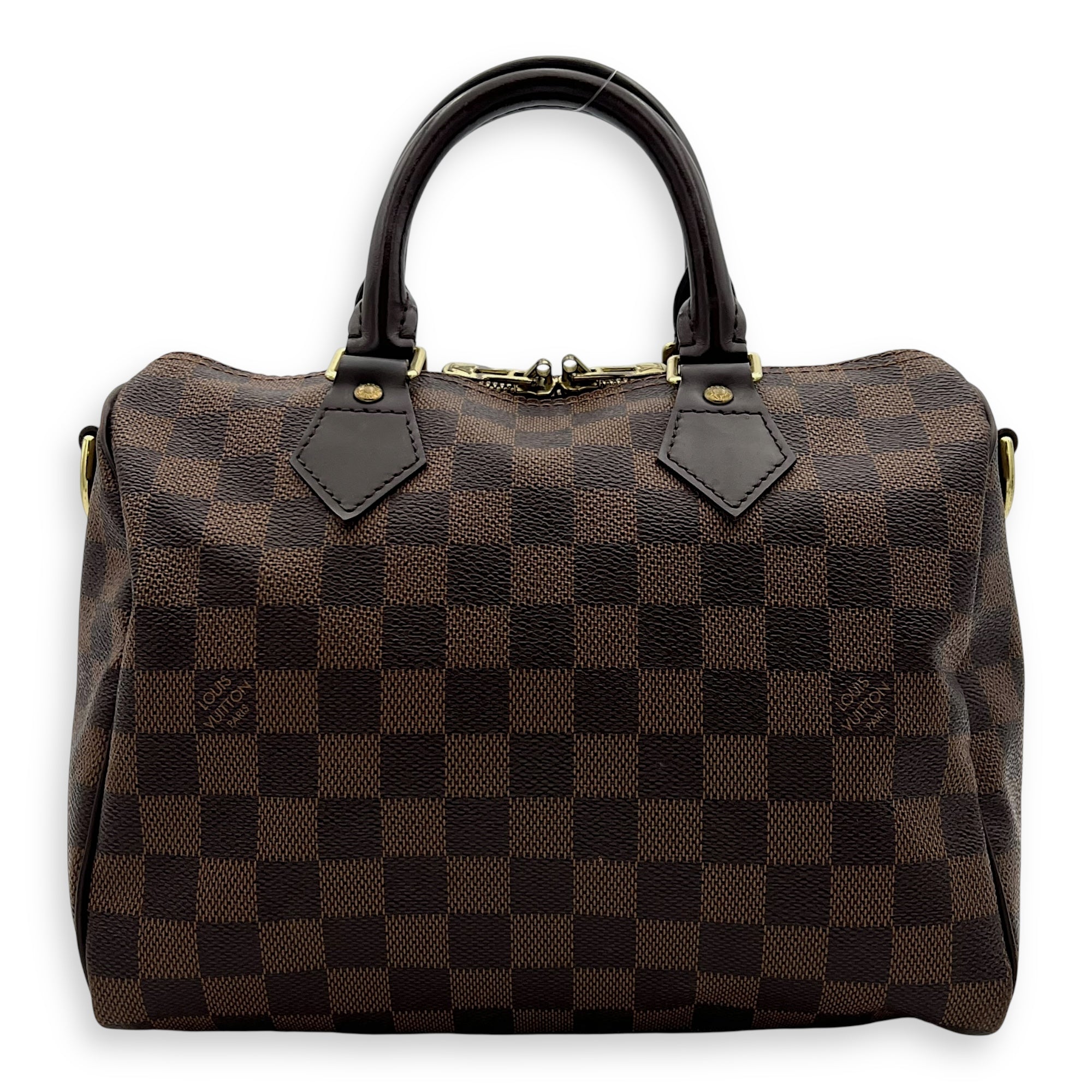 Speedy Bandouliere Top Handle Bag 25 Brown in Coated Canvas, Gold hardware