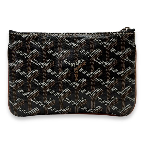Senat Mini Brown Pouch in Coated Canvas, Silver hardware - Image 3