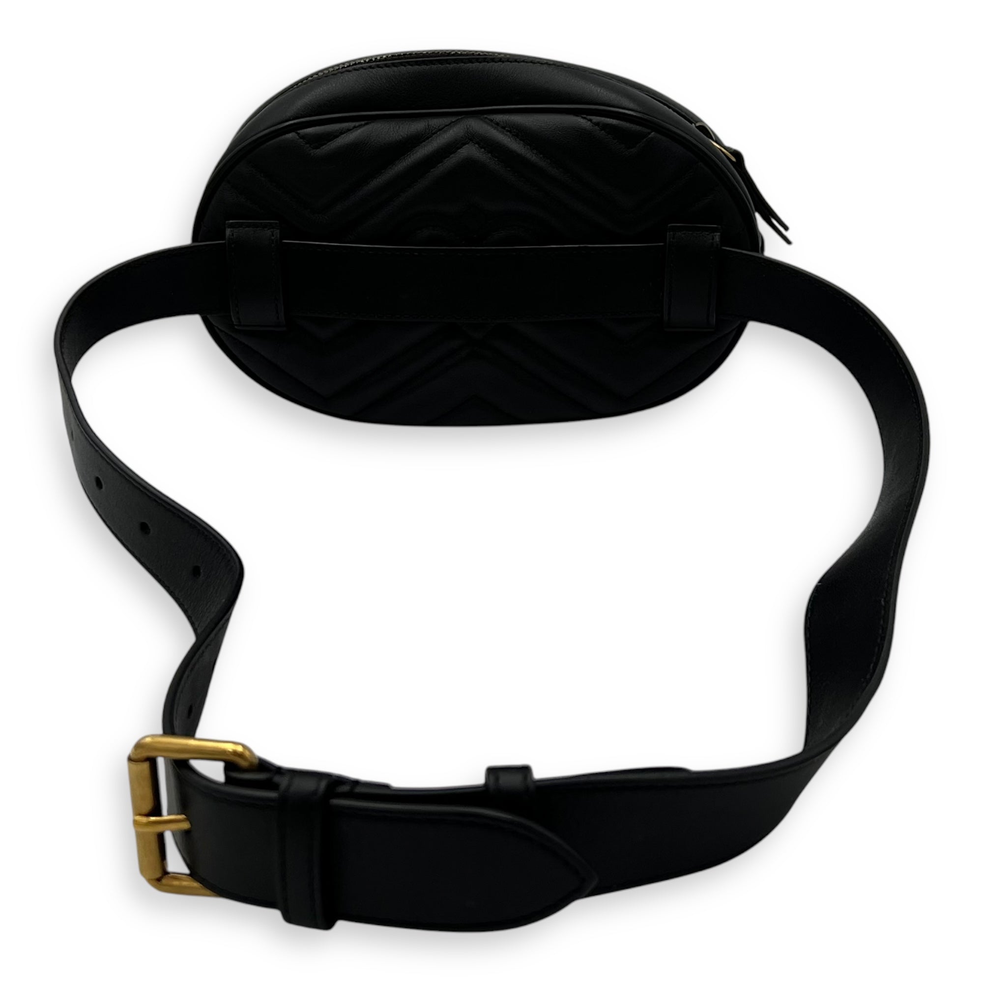 GG Marmont Belt Bag Black in Calfskin, Gold hardware - Image 3