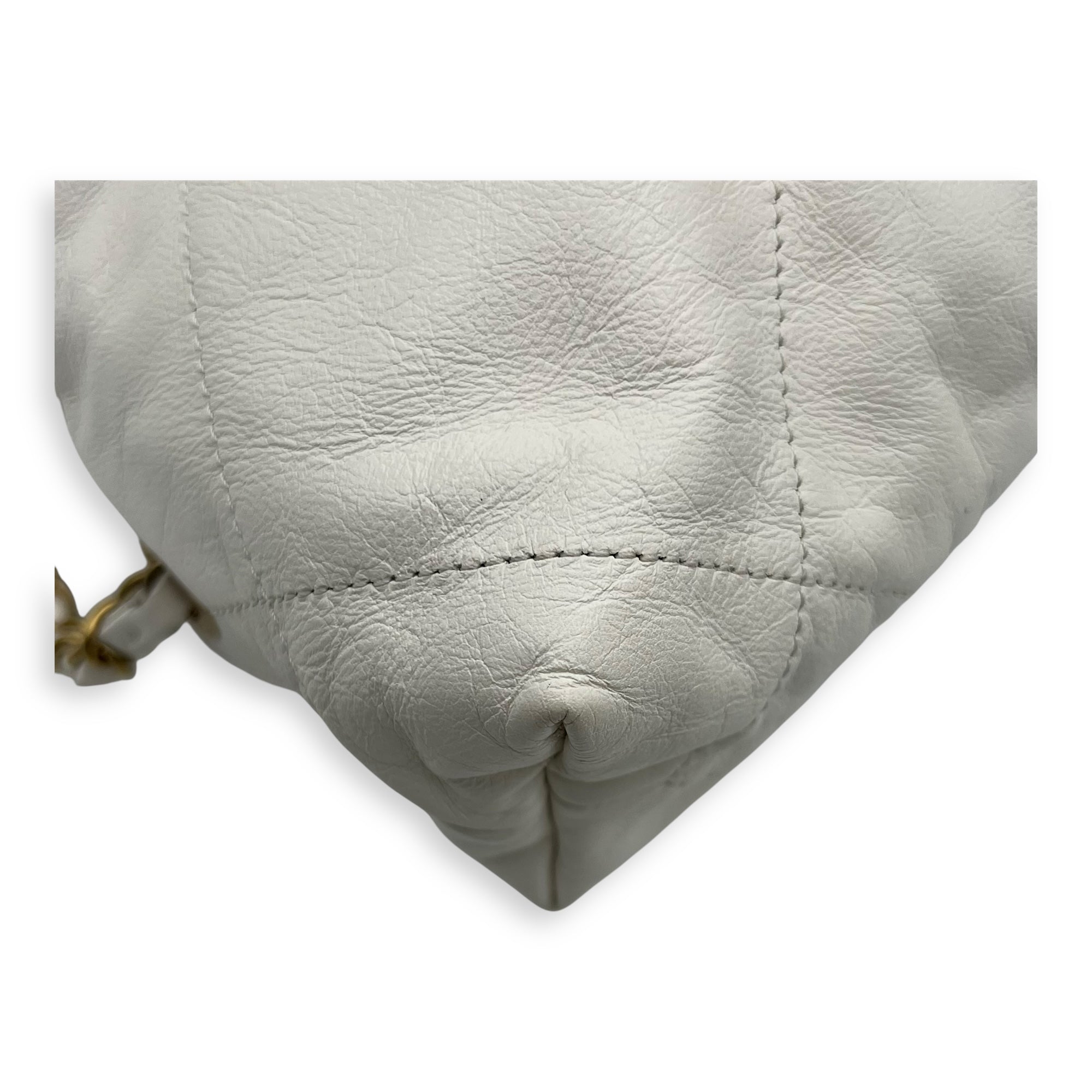 C22 Backpack White in Calfskin, Gold hardware - Image 12