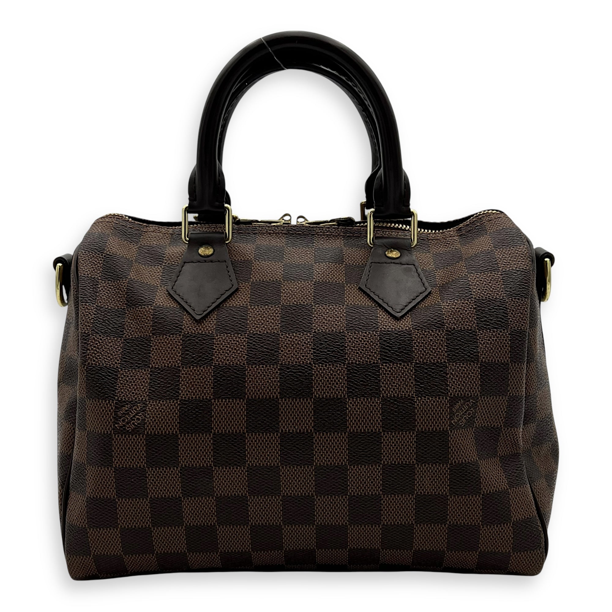 Speedy Bandouliere Top Handle Bag 25 Brown in Coated Canvas, Gold hardware - Image 3