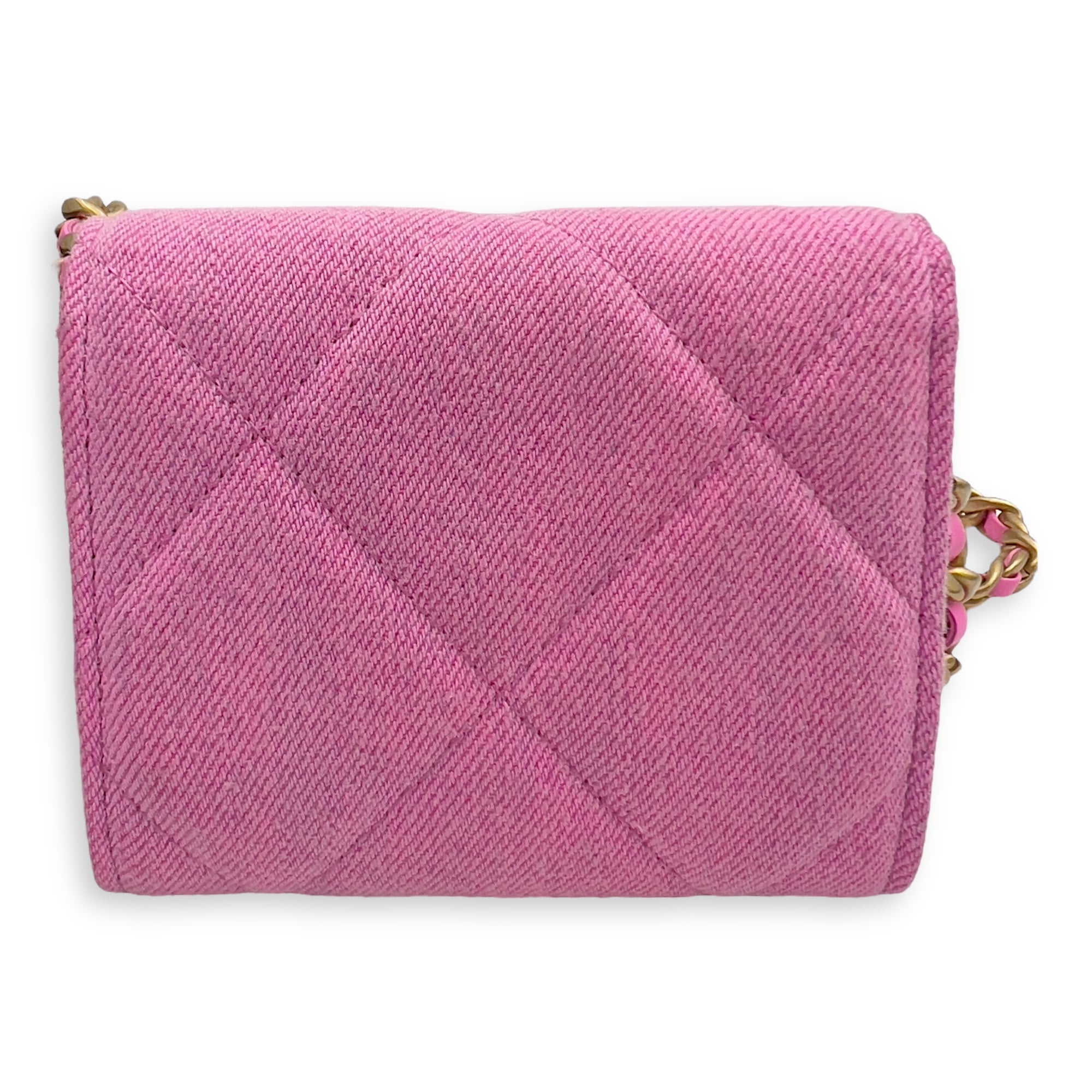 C19 Pink Wallet On Chain in Denim, Gold hardware - Image 3