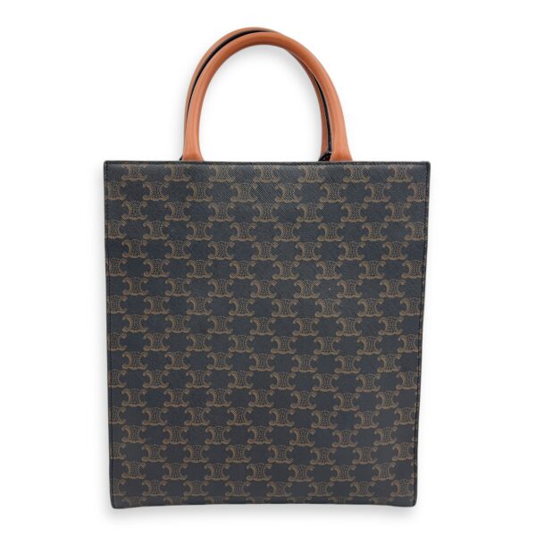 Cabas Triomphe Vertical Brown Top Handle Bag in Coated Canvas, Gold hardware - Image 3