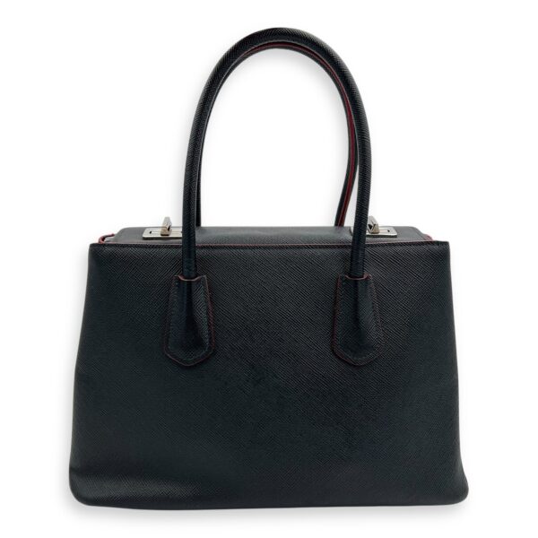 2 way turnlock bag Top Handle Bag Black in Saffiano Leather, Silver hardware - Image 3
