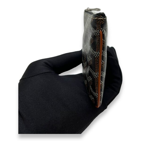 Senat Mini Brown Pouch in Coated Canvas, Silver hardware - Image 4