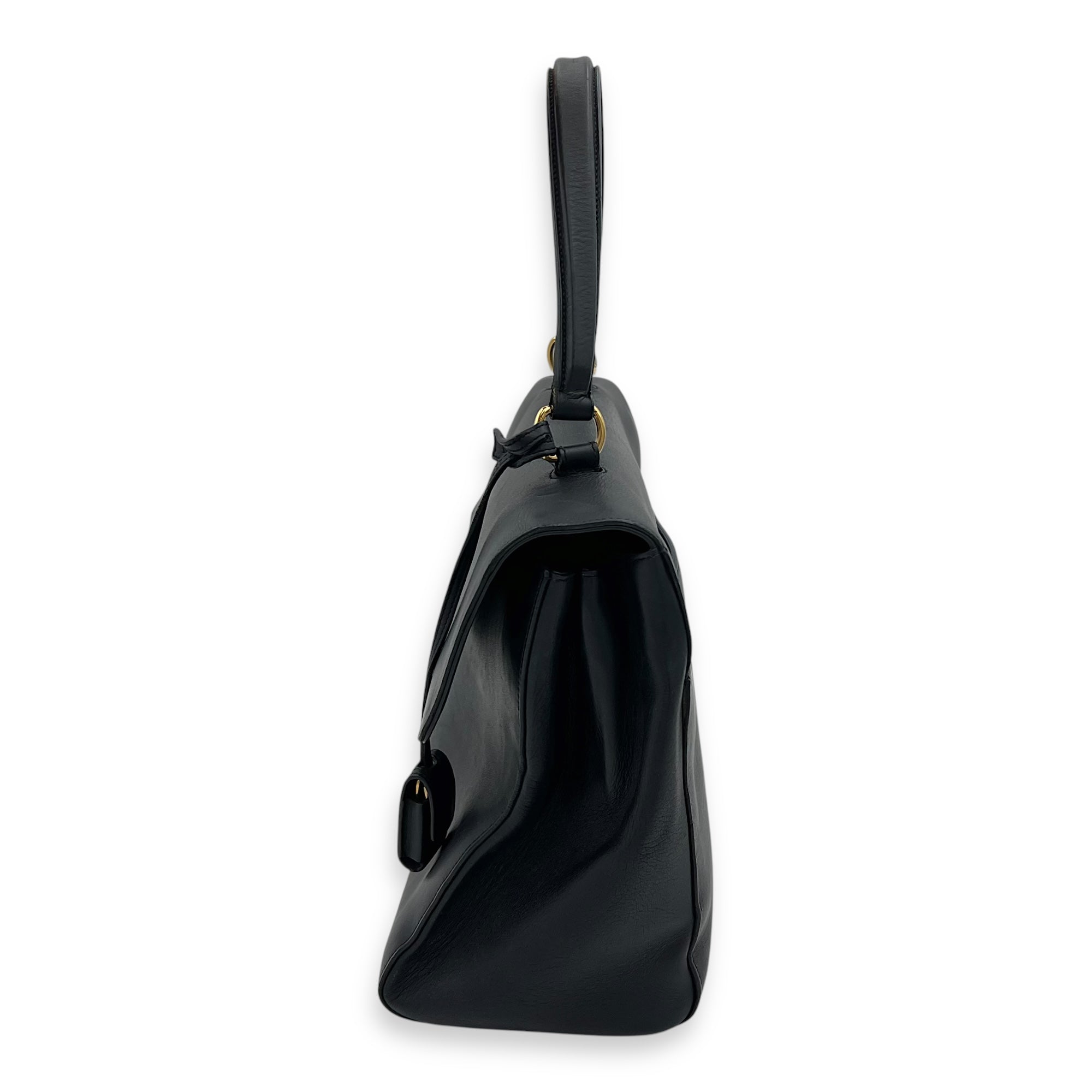 Moujik Top Handle Bag Blue in Calfskin, Gold hardware - Image 4