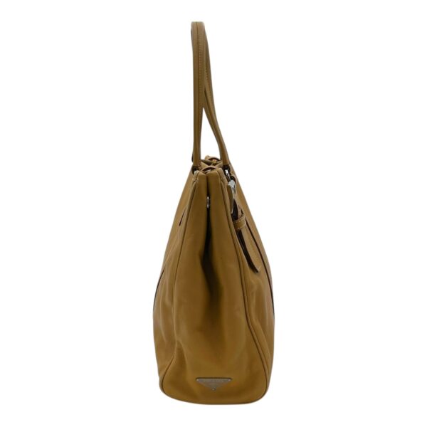 Buckle Yellow Shoulder Bag in Calfskin, Silver hardware - Image 4