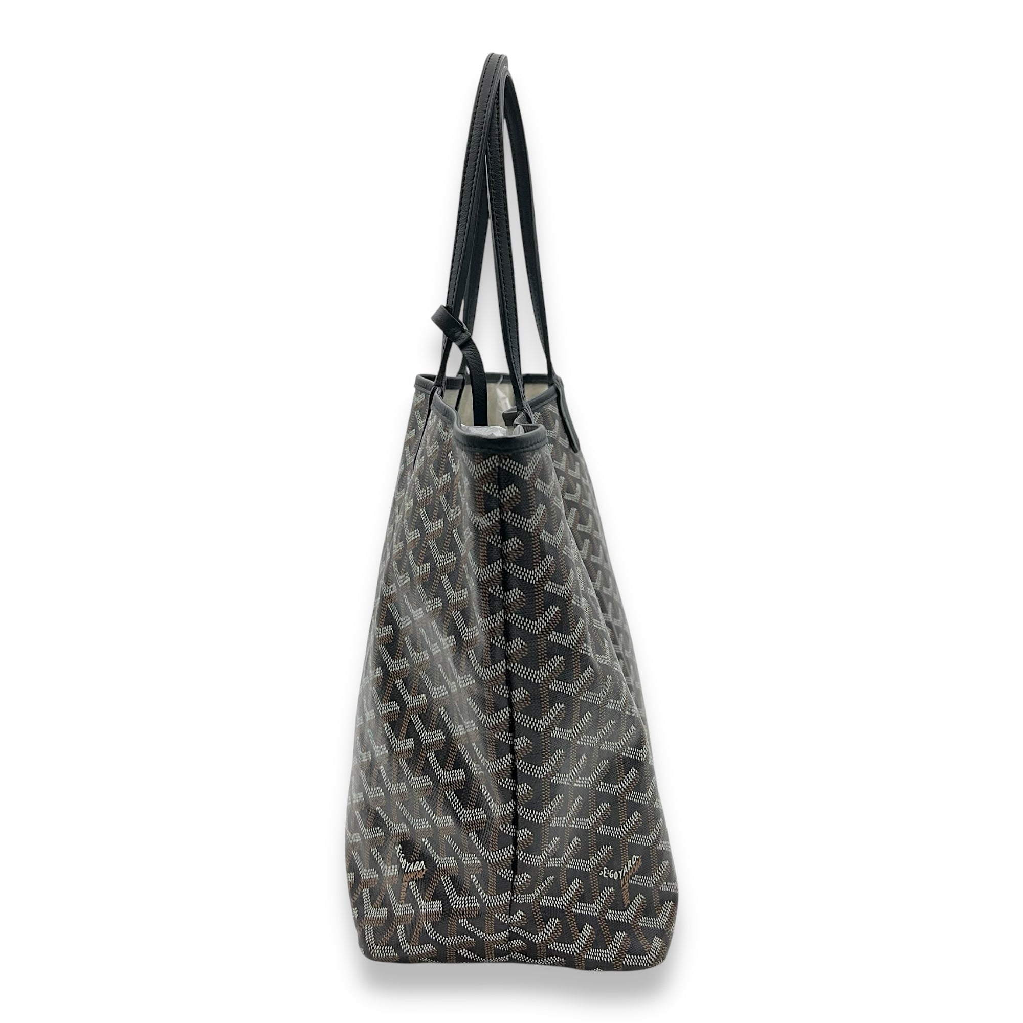 Saint Louis Tote Bag PM Black in Coated Canvas, Silver hardware - Image 4