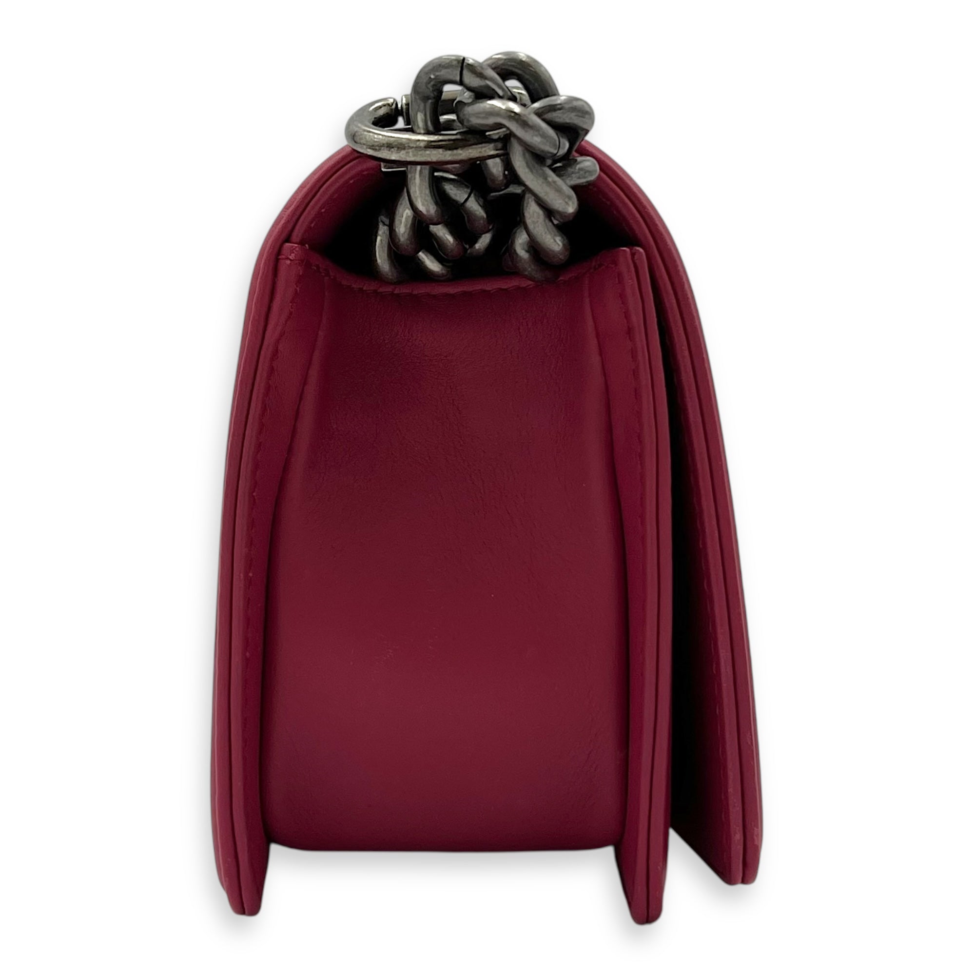 Boy Shoulder Bag Pink in Calfskin, Ruthenium hardware - Image 4