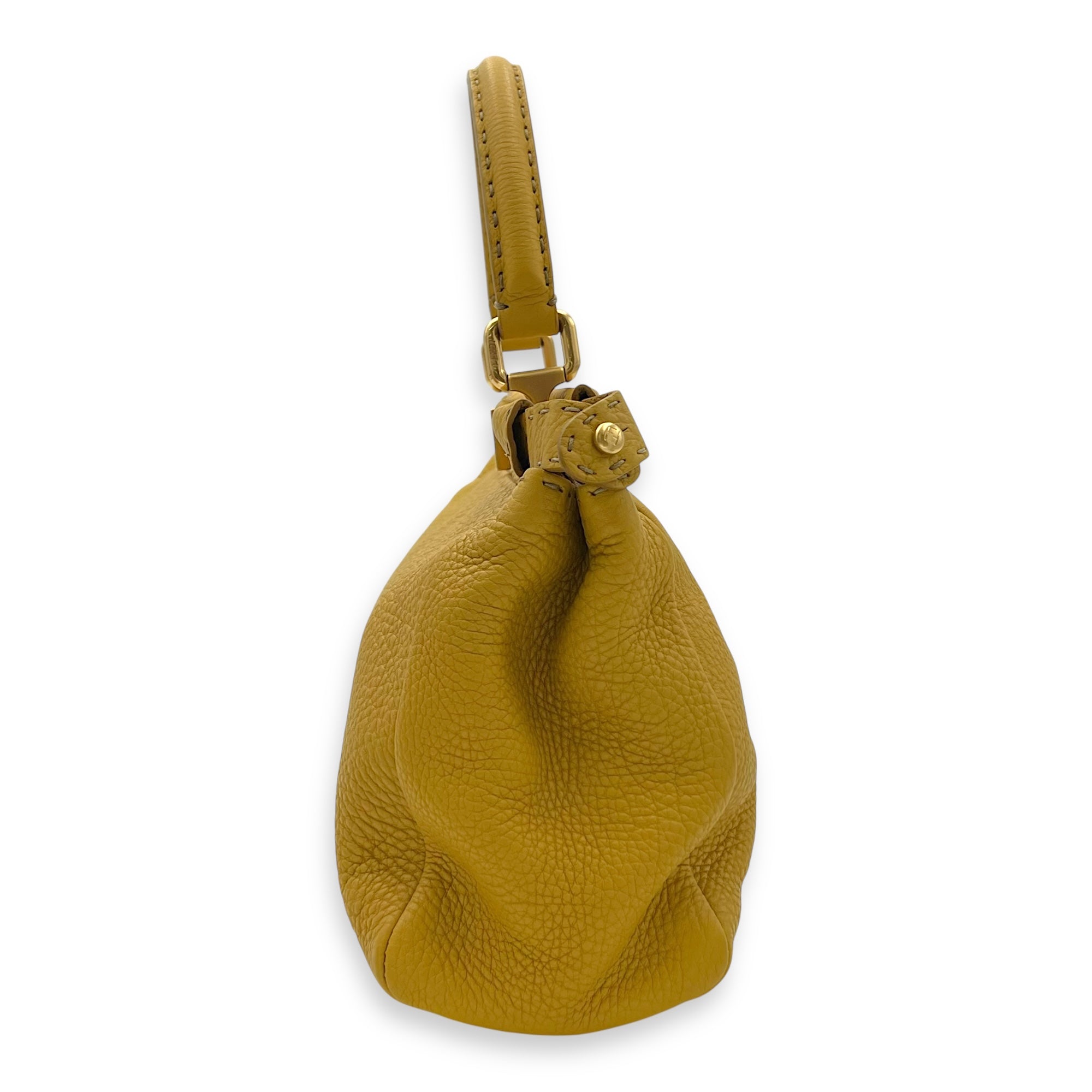 Peekaboo Top Handle Bag Yellow in Calfskin, Gold hardware - Image 4
