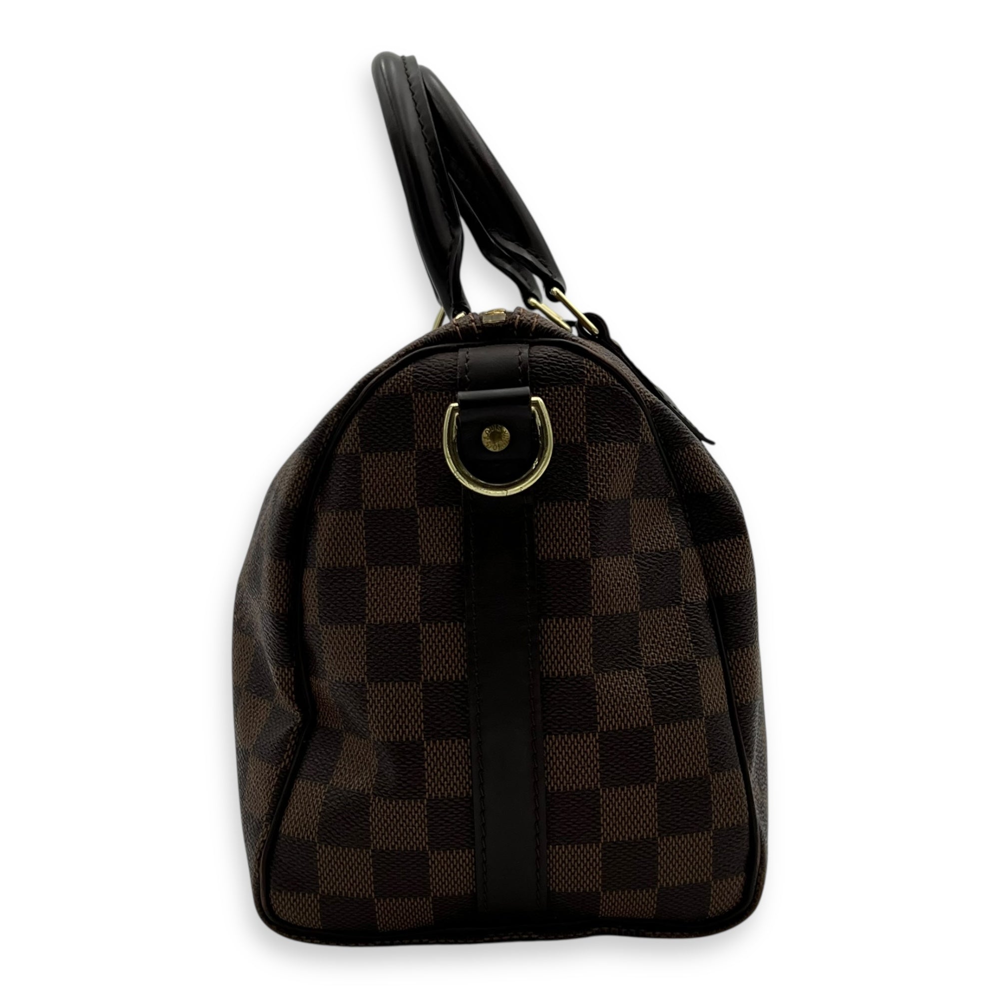 Speedy Bandouliere Top Handle Bag 25 Brown in Coated Canvas, Gold hardware - Image 4