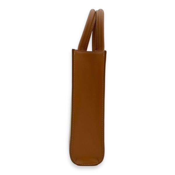 Cabas Top Handle Bag Small Beige in Canvas, Gold hardware - Image 4