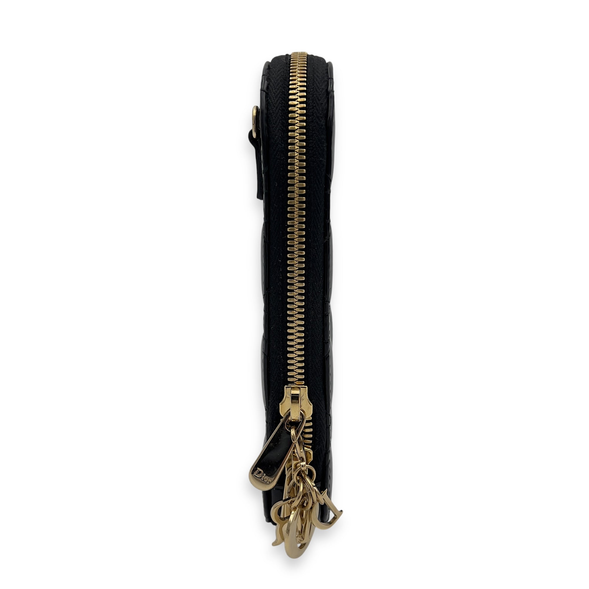 Cannage Top Handle Bag Black in Patent Leather, Gold hardware - Image 6
