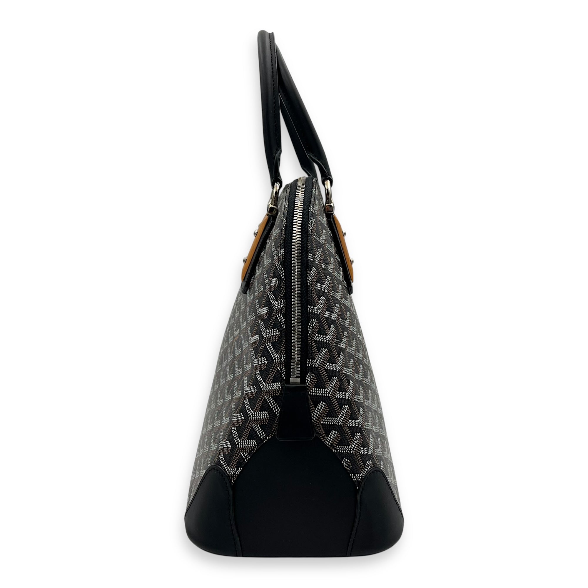 Vendome Top Handle Bag Black in Coated Canvas, Silver hardware - Image 4