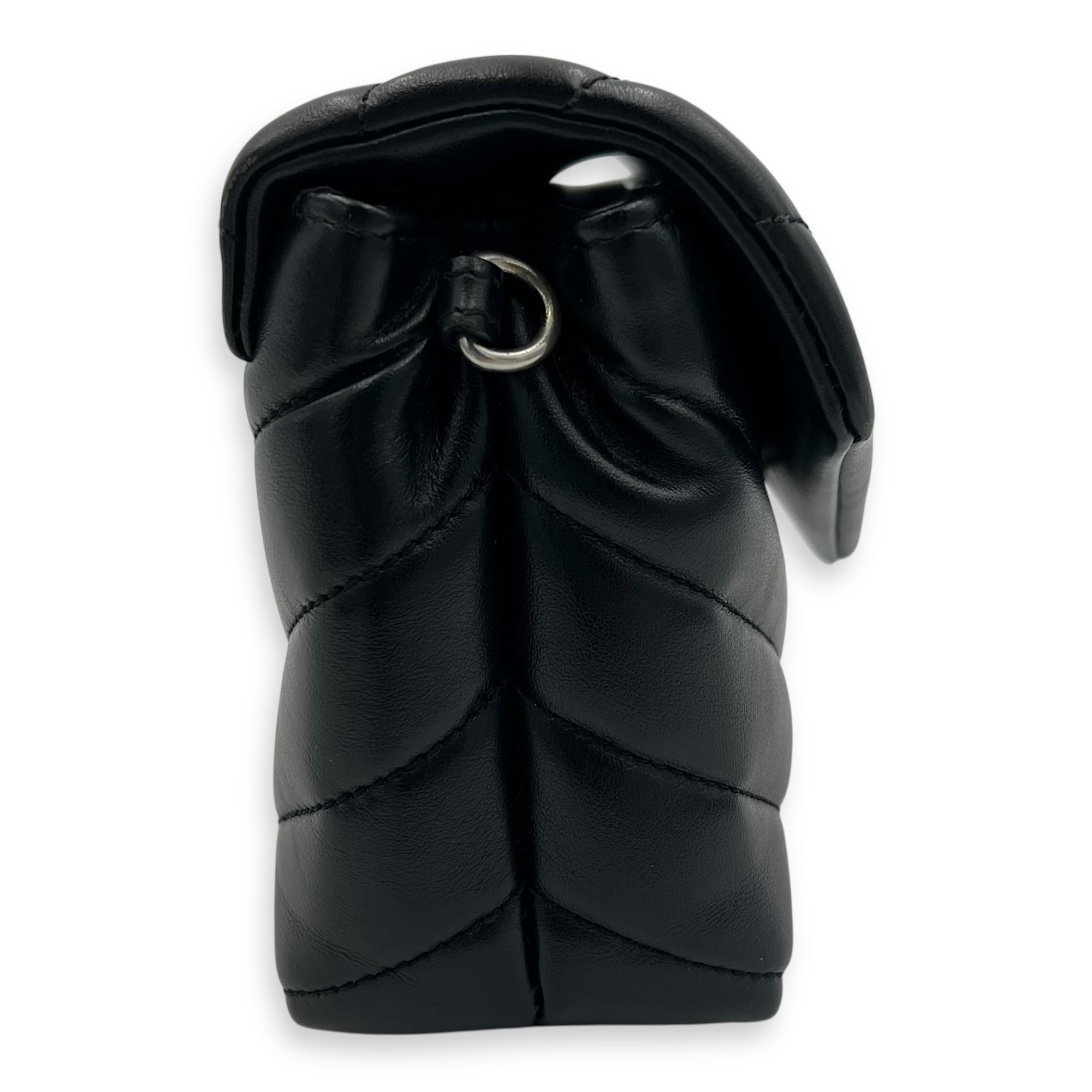 Loulou Toy Black Crossbody Bag in Calfskin, Silver hardware - Image 4