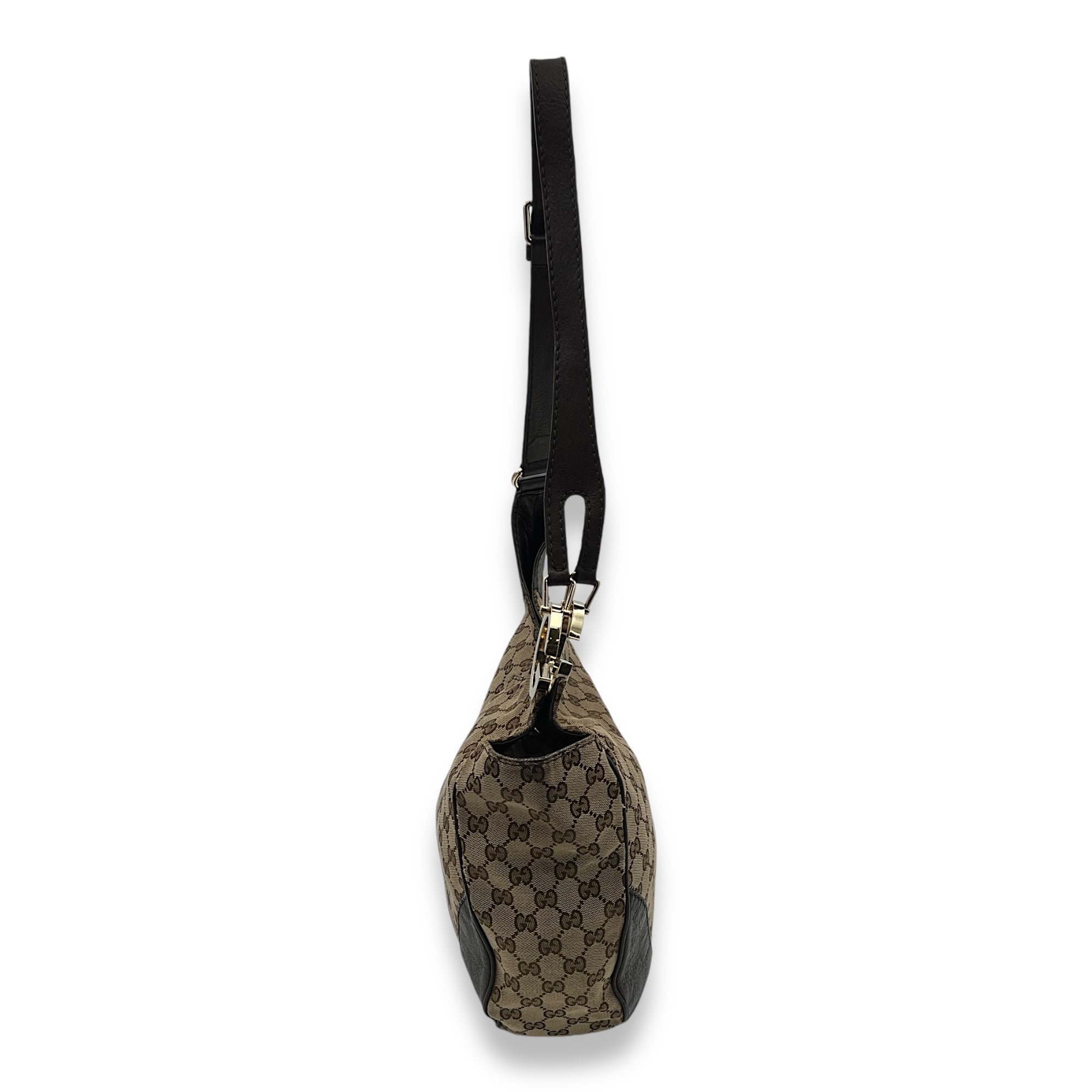 Shoulder Bag Brown in Jacquard, Light Gold hardware - Image 5