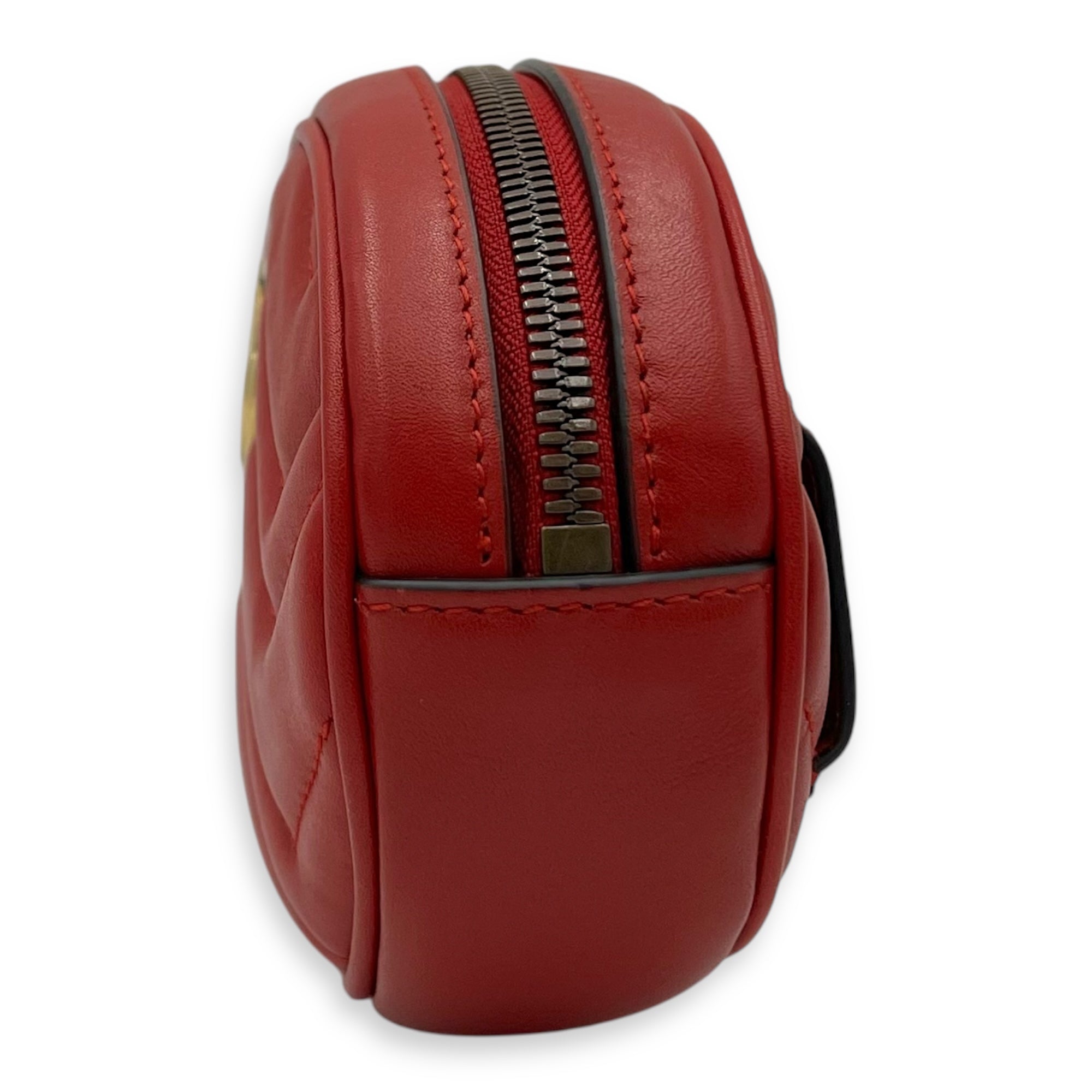 GG Marmont 85cm Red Belt Bag in Calfskin, Gold hardware - Image 5
