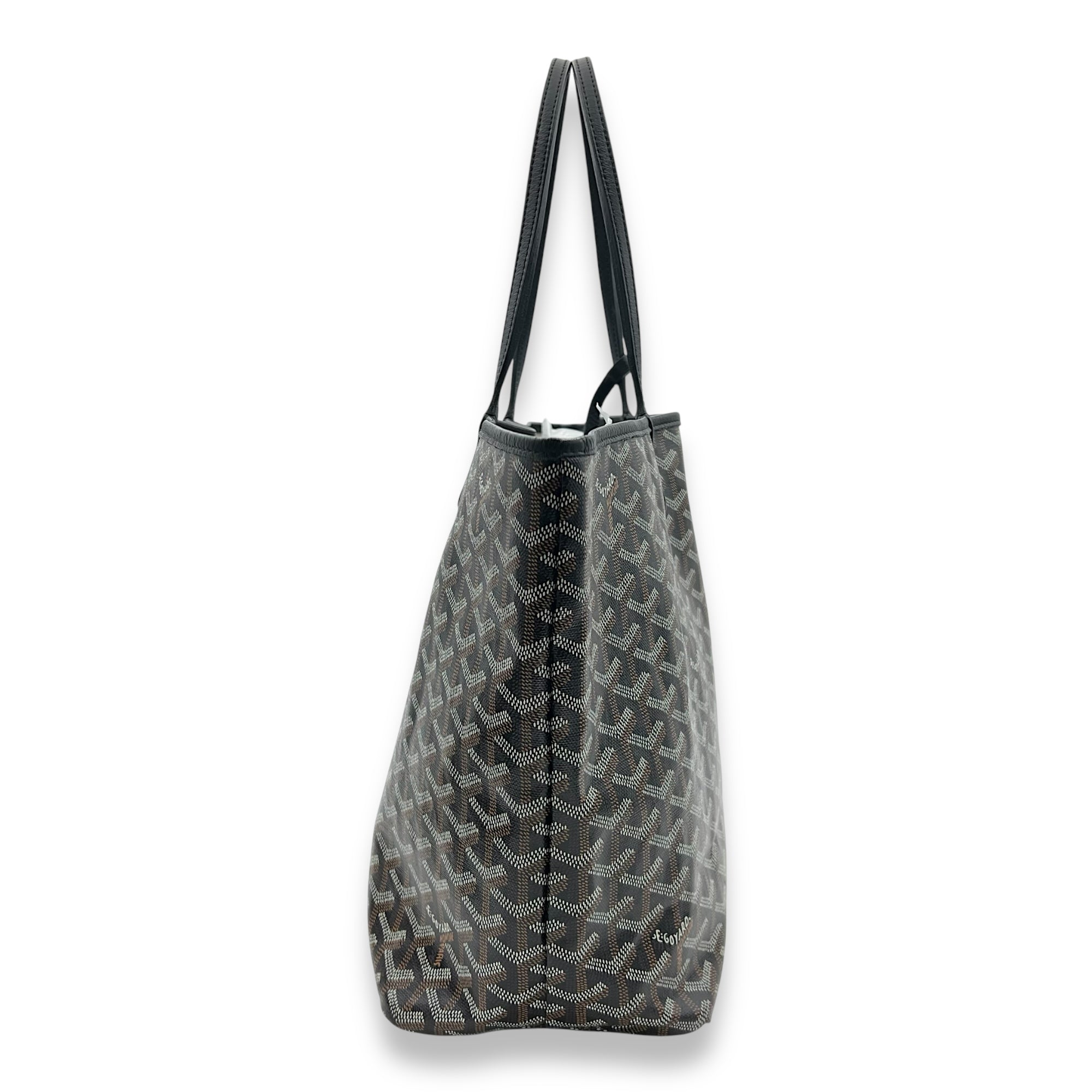 Saint Louis Tote Bag PM Black in Coated Canvas, Silver hardware - Image 5