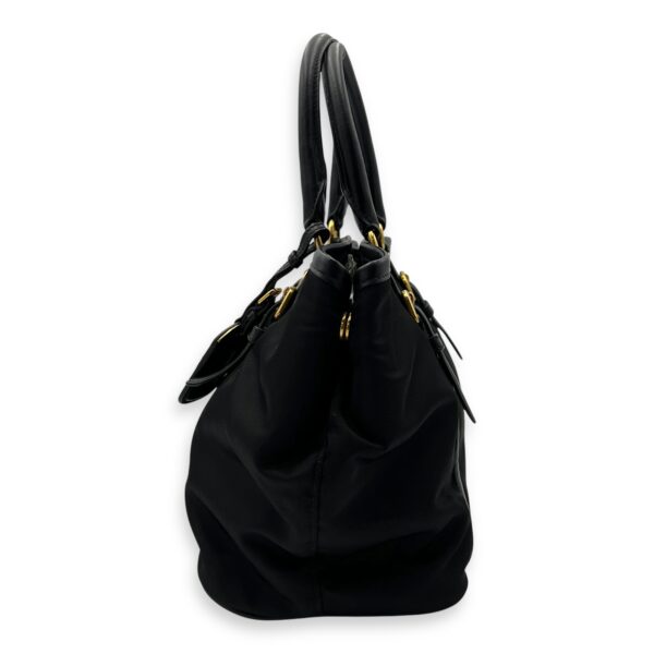 Logo Black Top Handle Bag in Nylon, Gold hardware - Image 5