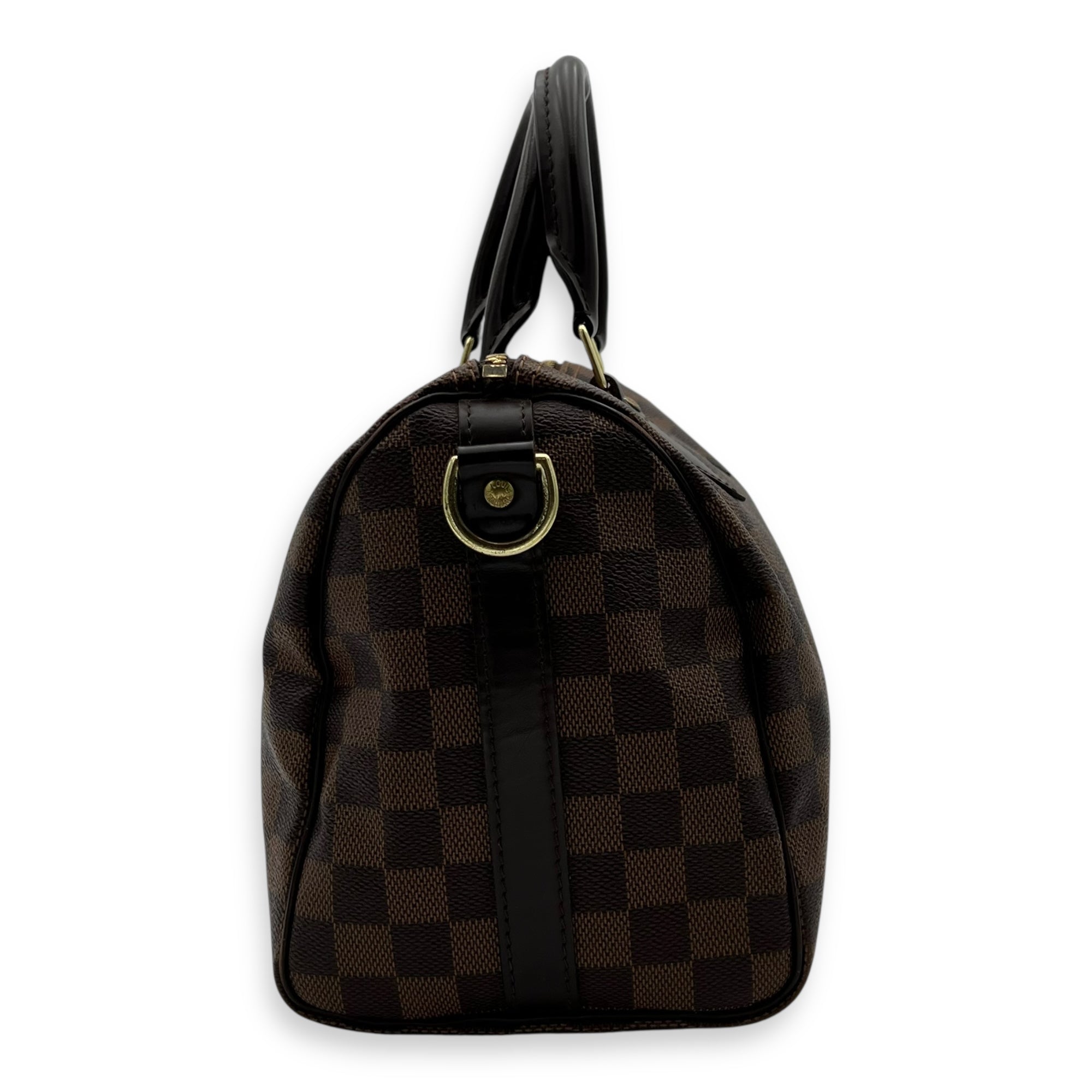 Speedy Bandouliere Top Handle Bag 25 Brown in Coated Canvas, Gold hardware - Image 5