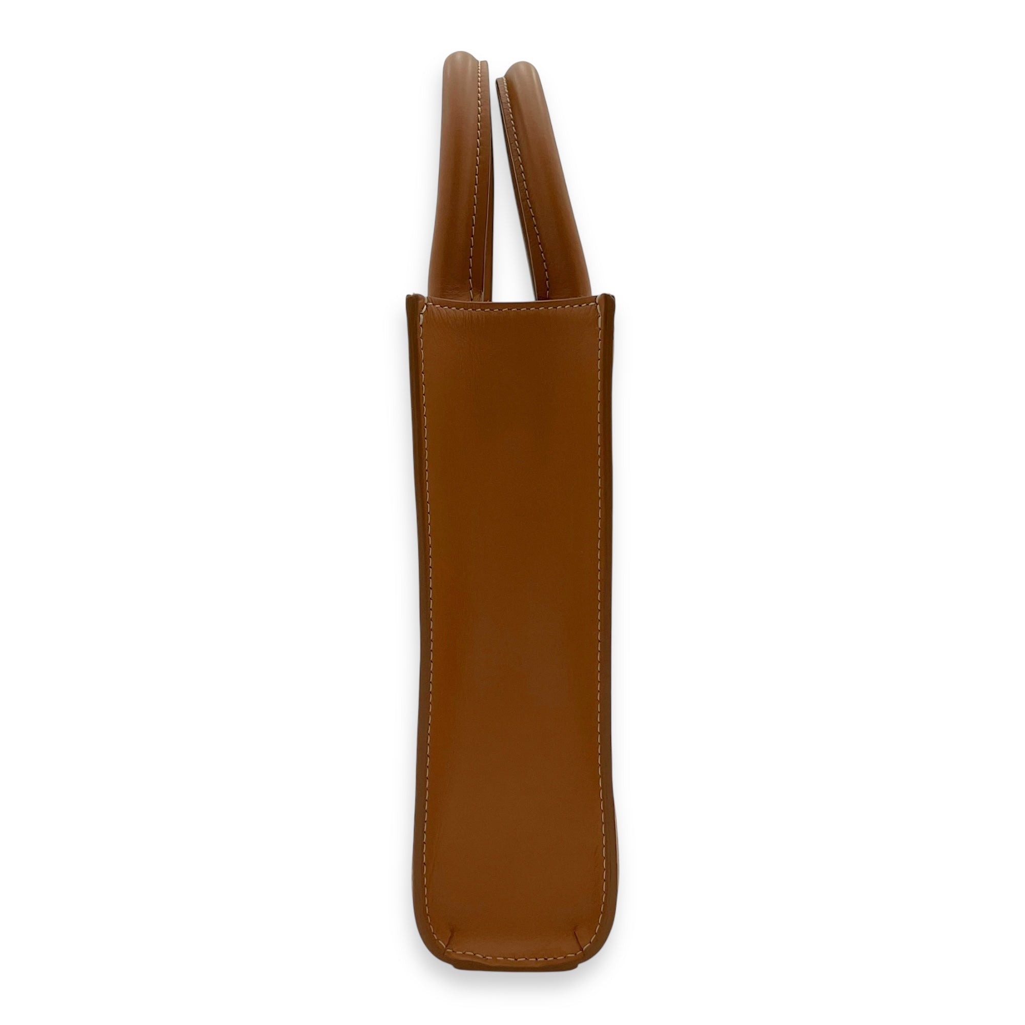 Cabas Top Handle Bag Small Beige in Canvas, Gold hardware - Image 5