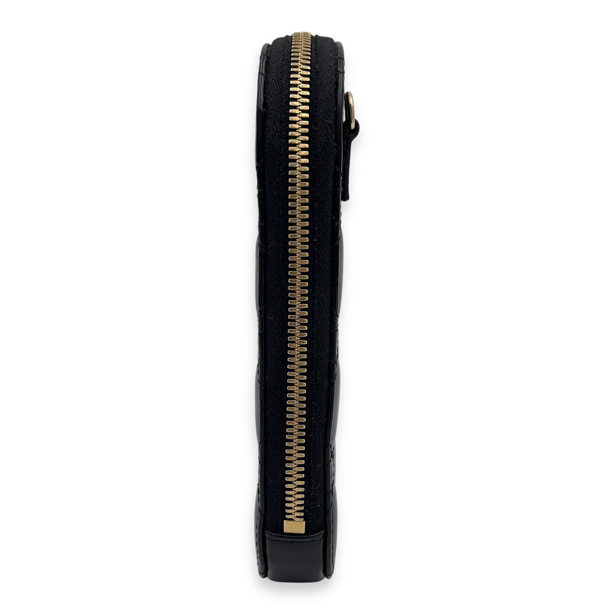 Cannage Top Handle Bag Black in Patent Leather, Gold hardware - Image 5