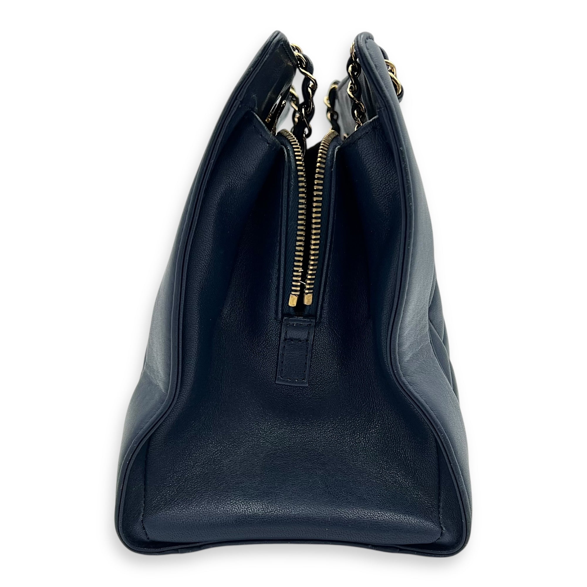 CC Shoulder Bag Blue in Calfskin, Gold hardware - Image 5