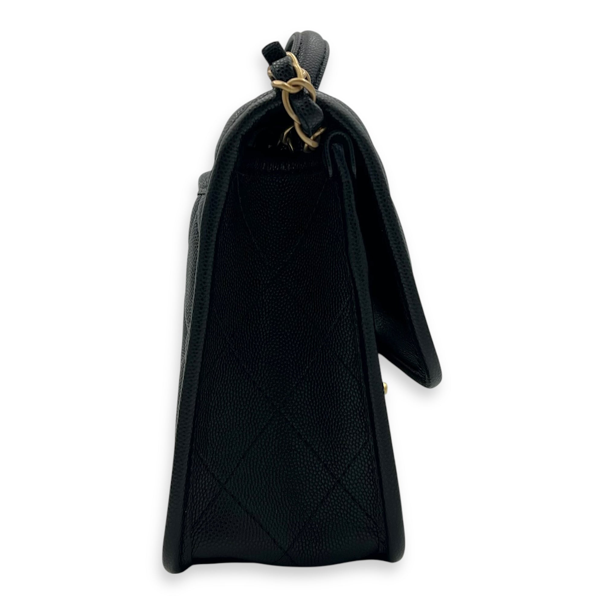 CC Quilted Top Handle Bag Black in Calfskin, Gold hardware - Image 5