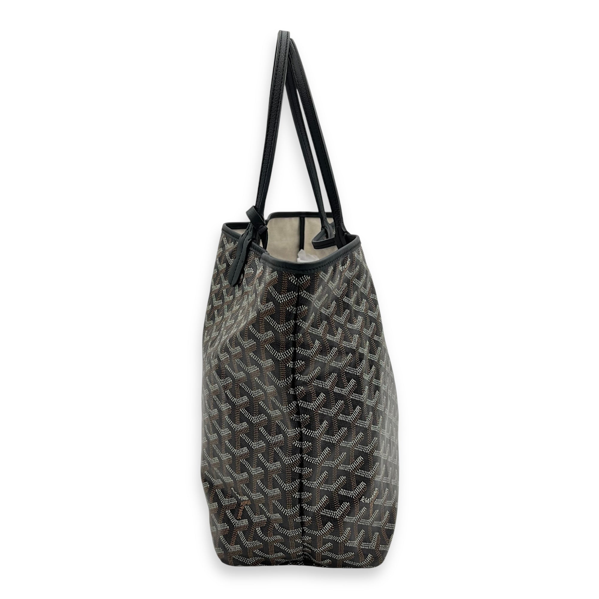 Saint Louis Tote Bag PM Black in Coated Canvas, Silver hardware - Image 5