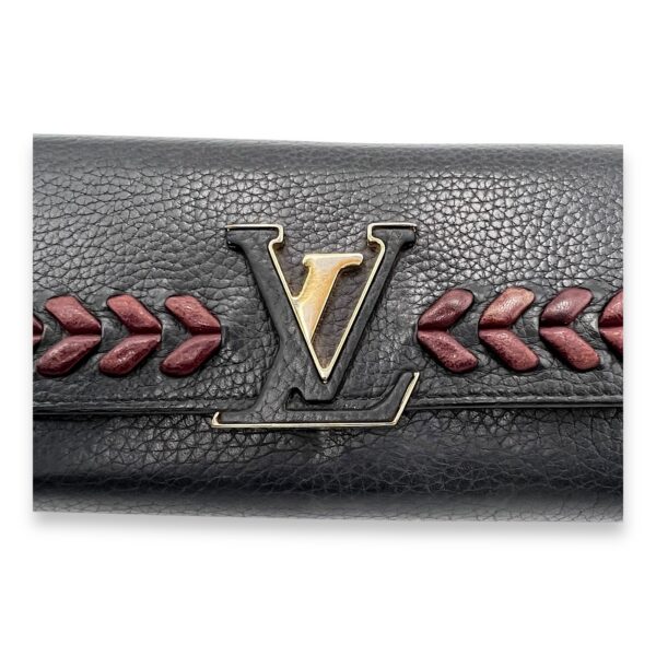 Capucines Long Black Wallet in Calfskin, Gold hardware - Image 6