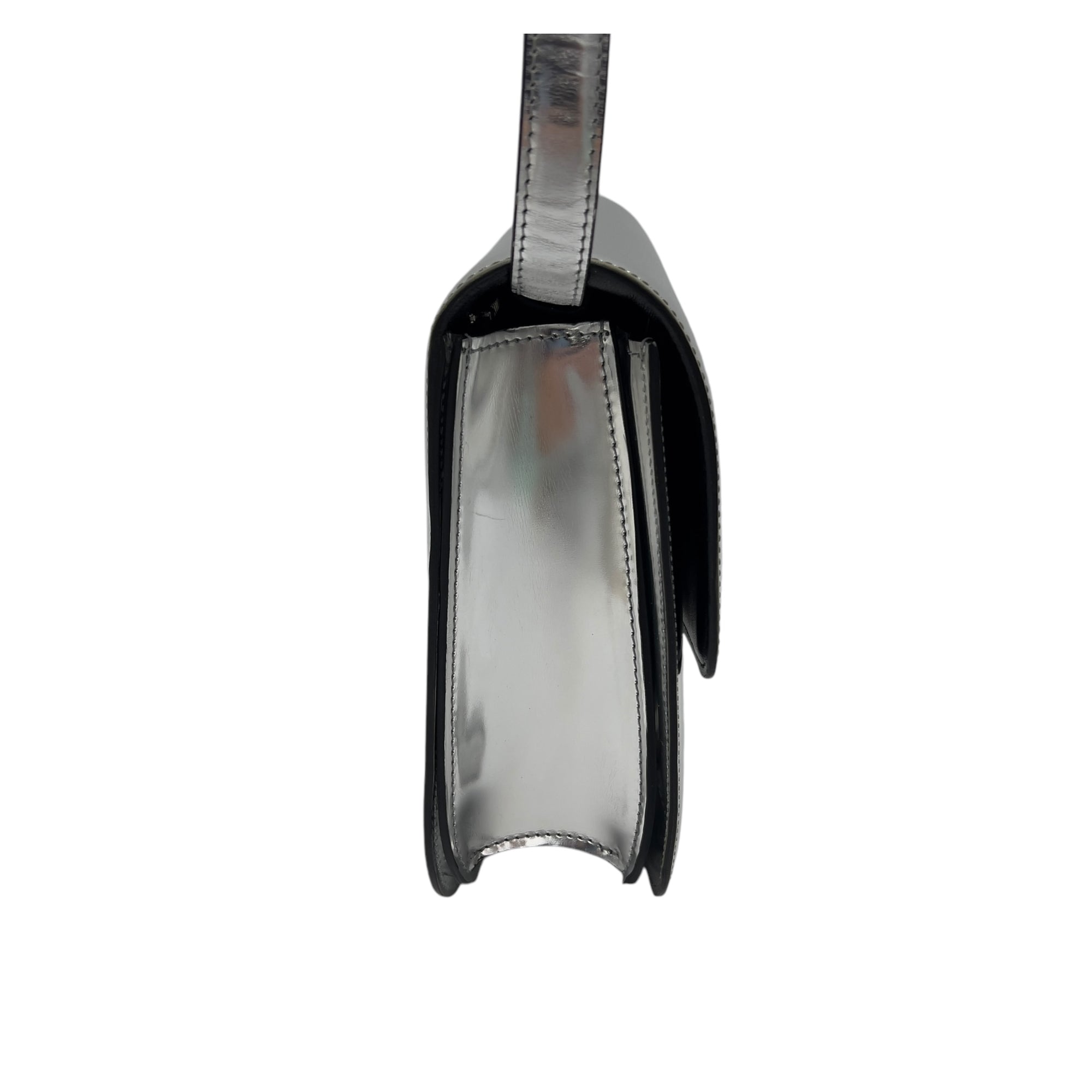 Box Medium Silver Shoulder Bag in Calfskin, Silver hardware - Image 4