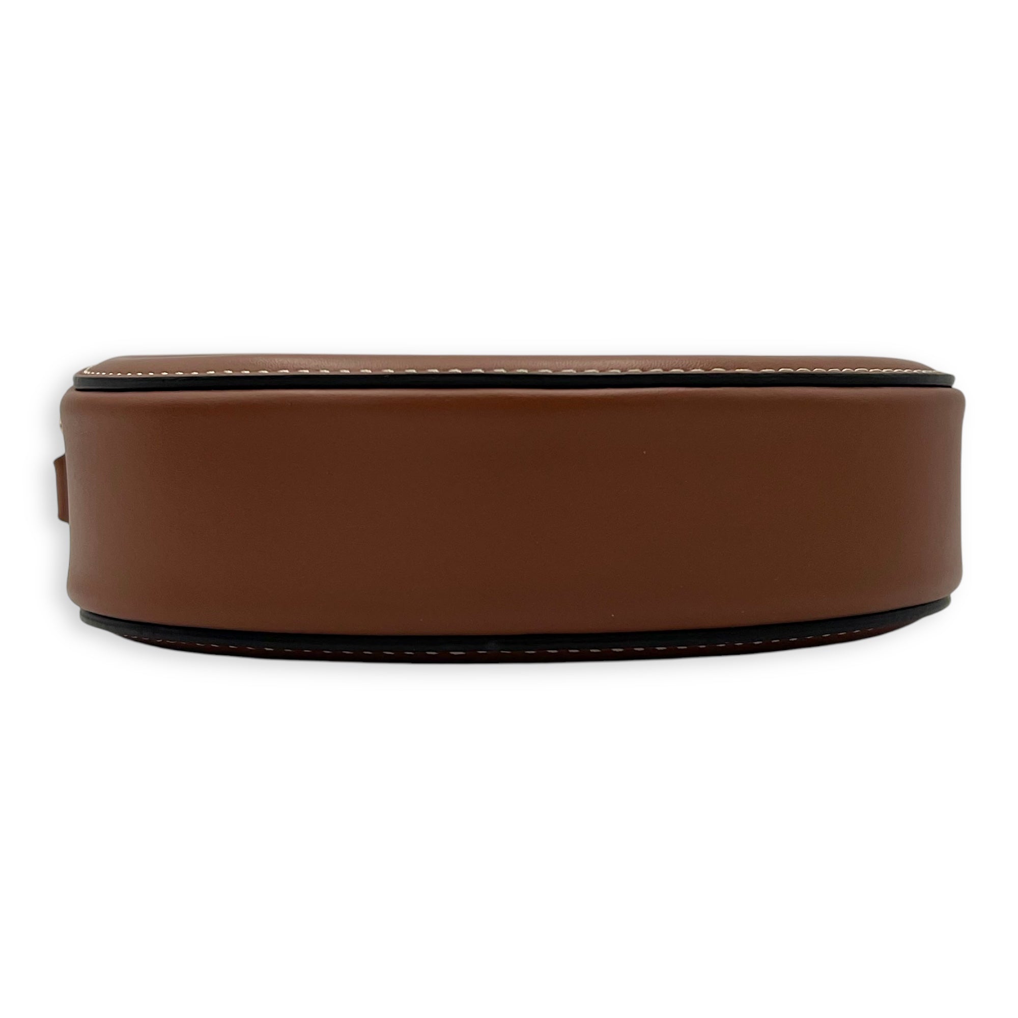 Triomphe Crossbody Bag Brown in Calfskin, Gold hardware - Image 6