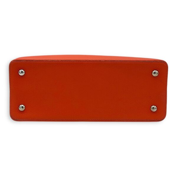 Capucines MM Clementine Top Handle Bag in Taurillon Leather, Light Gold hardware - Image 6