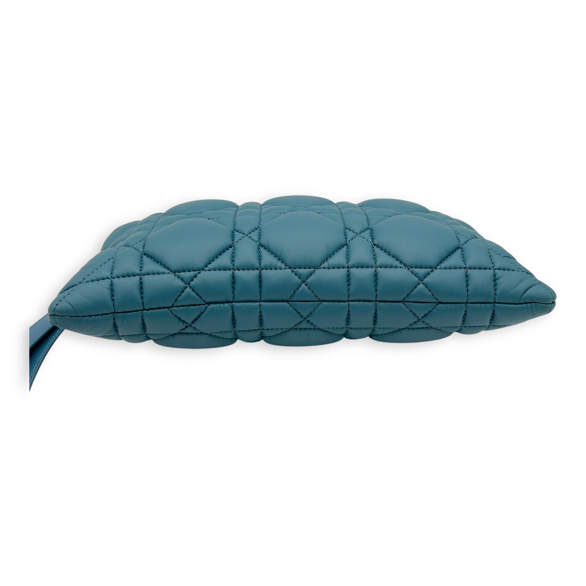 Caro Pouch Blue in Cannage Quilted Padded, Gold hardware - Image 6