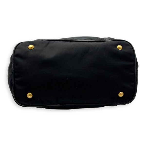 Logo Black Top Handle Bag in Nylon, Gold hardware - Image 6