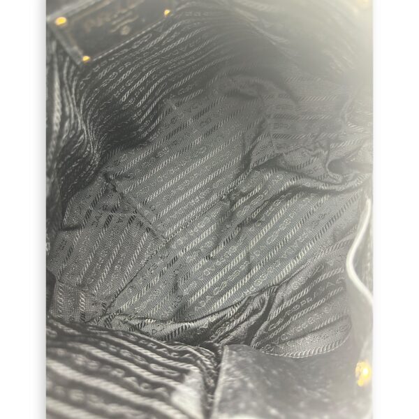 Logo Top Handle Bag Black in Calfskin, Gold hardware - Image 7