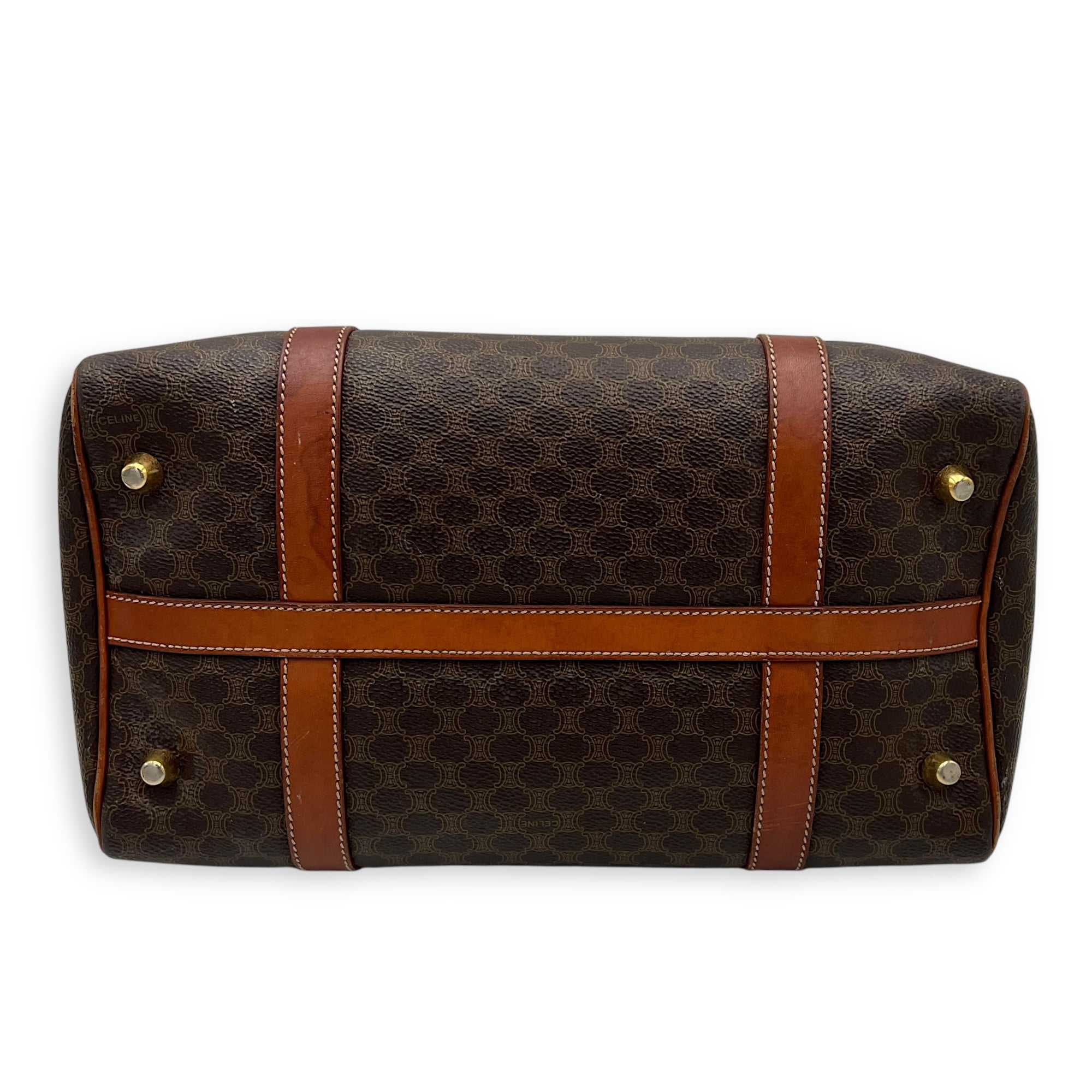 Macadam Boston Brown Top Handle Bag in Coated Canvas, Gold hardware - Image 5