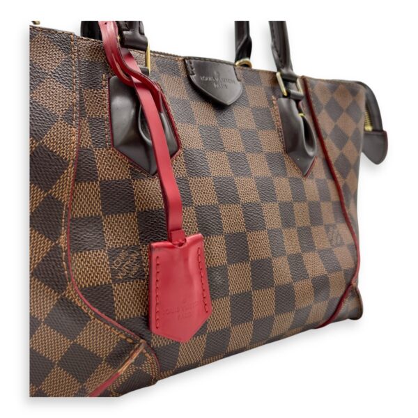 Caissa Top Handle Bag Brown in Coated Canvas, Gold hardware - Image 7