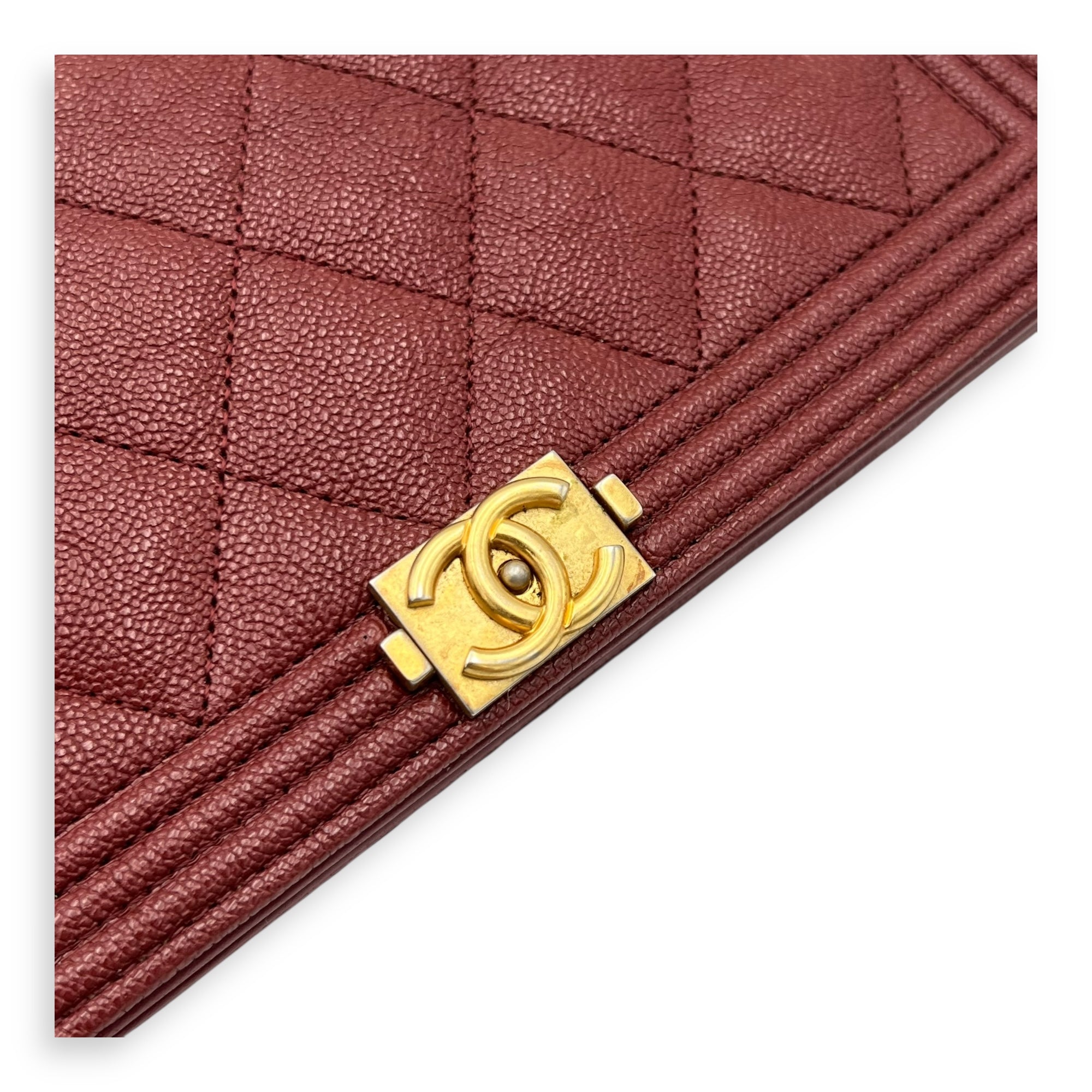 Boy Wallet On Chain Red in Caviar Leather, Gold hardware - Image 7