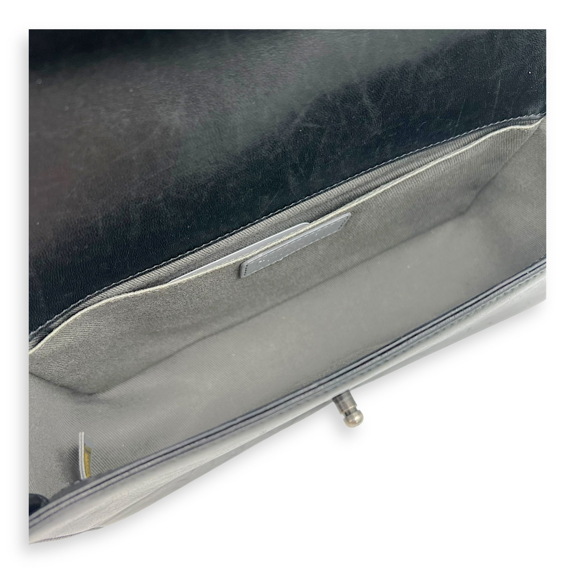 Boy Medium Black Shoulder Bag in Lambskin with Stingray Strap, Ruthenium hardware - Image 4