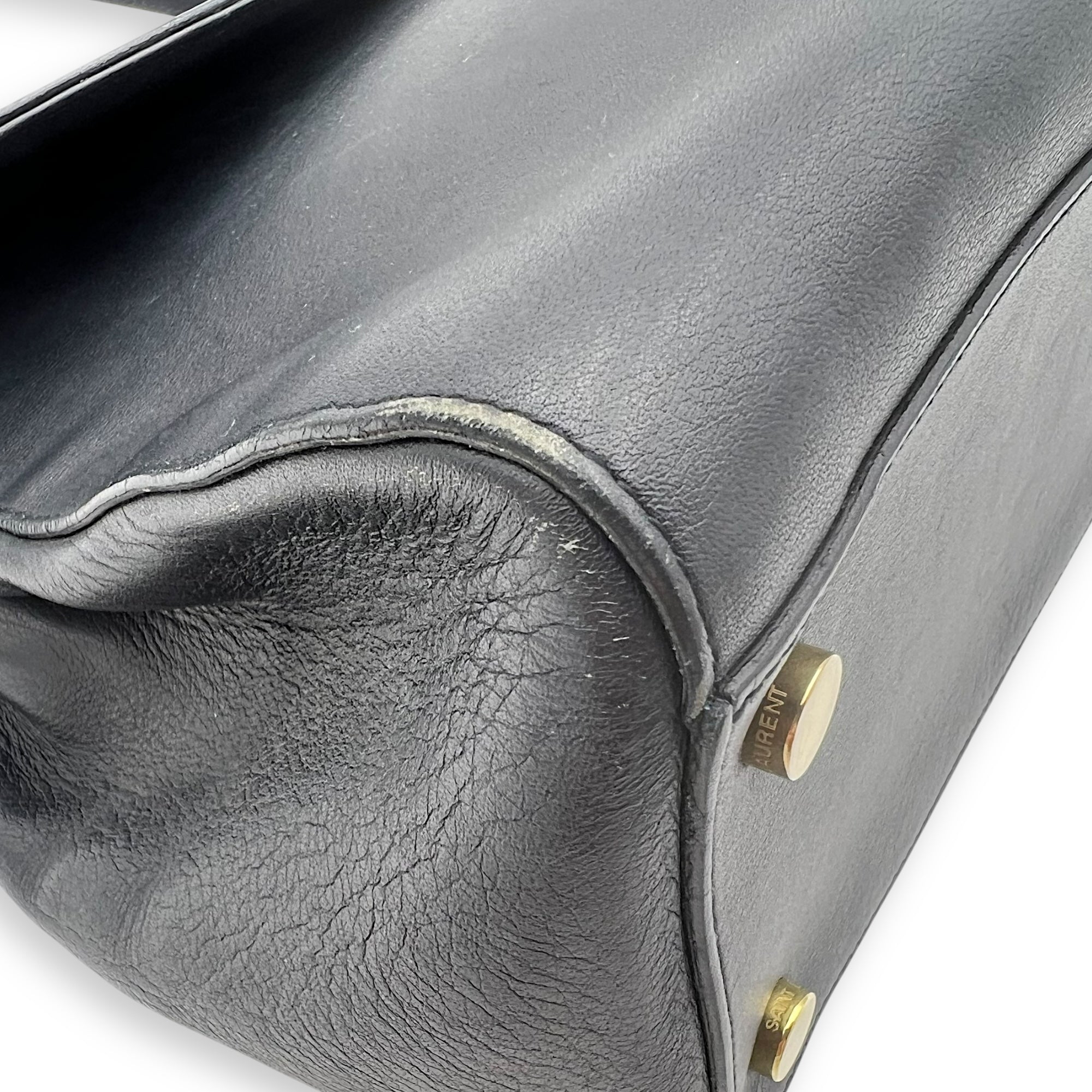 Moujik Top Handle Bag Blue in Calfskin, Gold hardware - Image 8