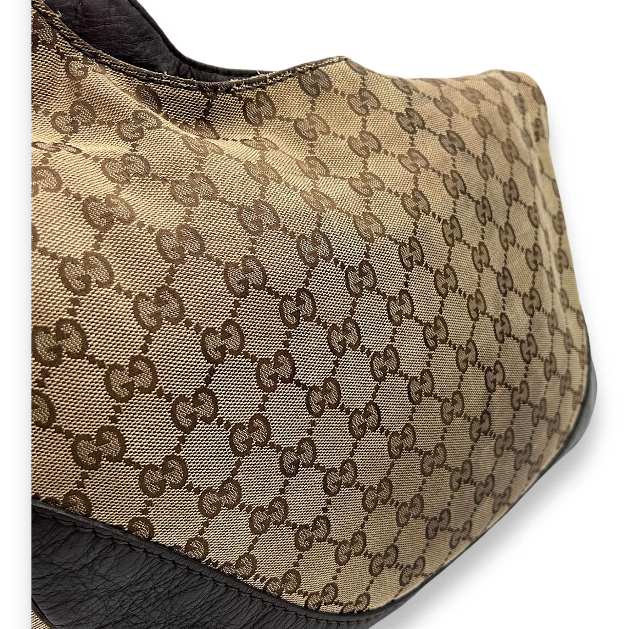 Shoulder Bag Brown in Jacquard, Light Gold hardware - Image 9
