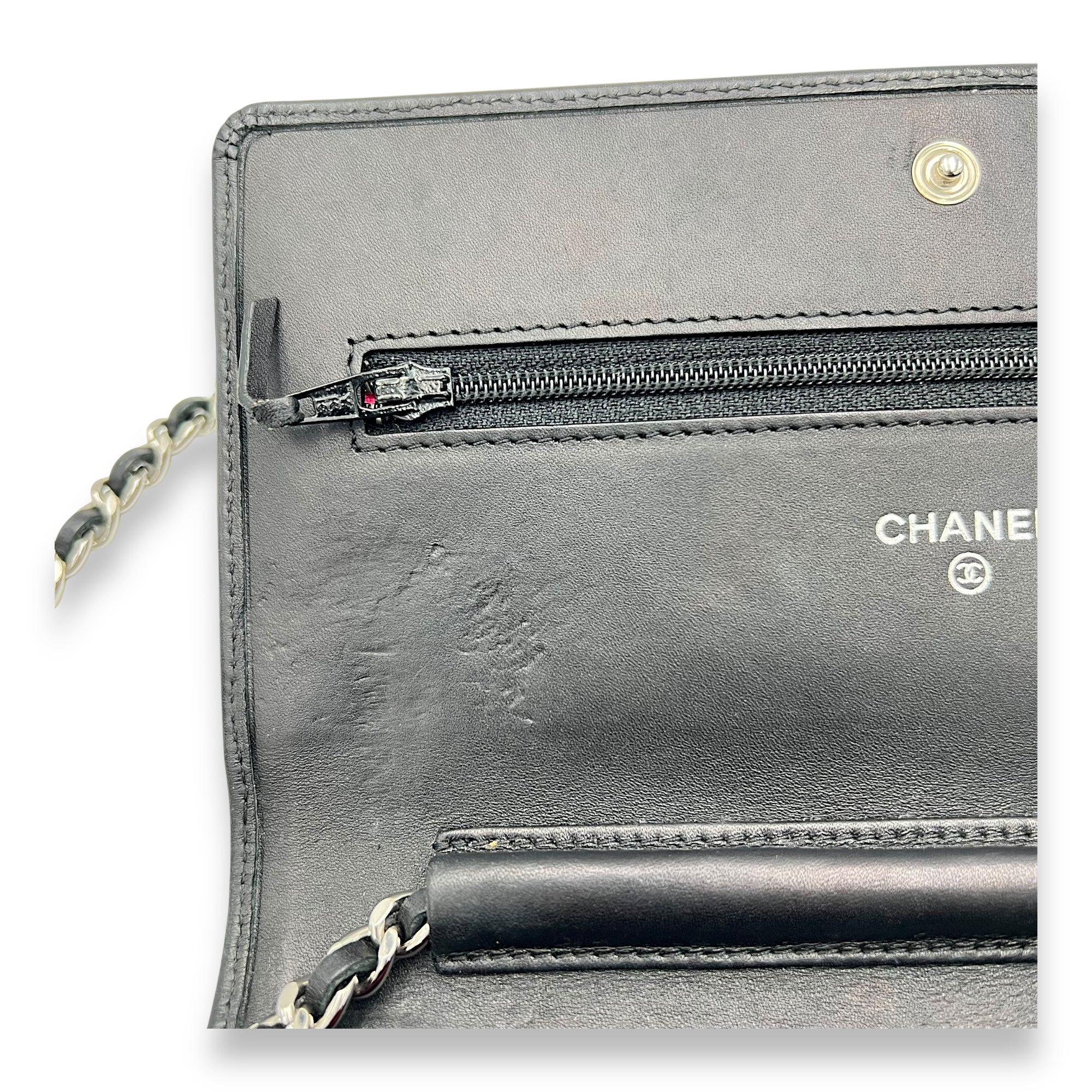 Cambon Wallet On Chain Black in Lambskin, Silver hardware - Image 9