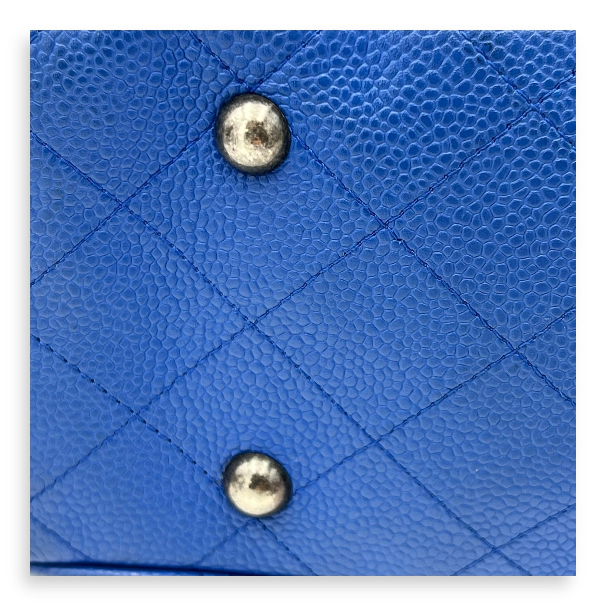 CC Quilted Blue Tote Bag in Caviar Leather, Ruthenium hardware - Image 9
